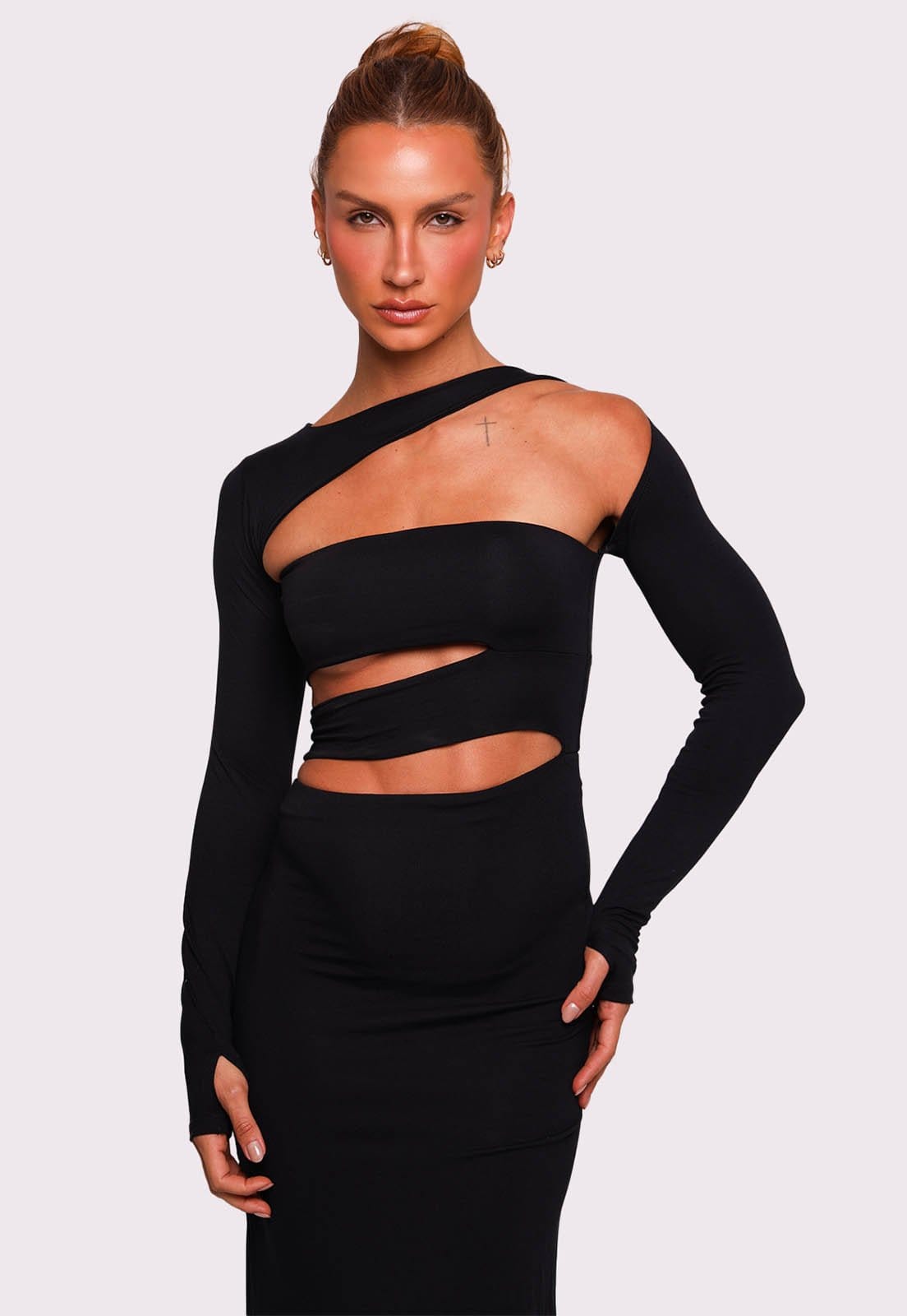 Vista 2 vestido catwalk longo Mundo Lolita mundololita preto