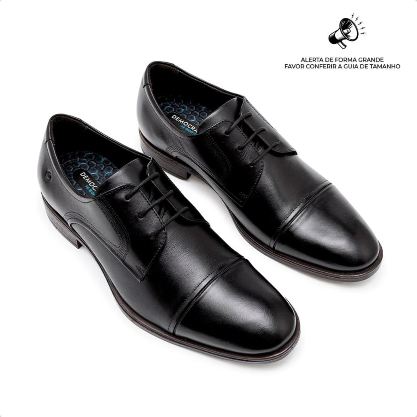 Vista 2 Sapato Social de Couro Democrata Masculino Smart Comfort Madison Hi-Soft 32 255106 DEMOCRATA preto