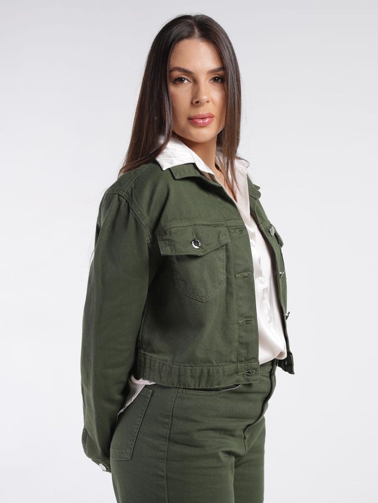 Vista 2 Jaqueta Sarja Autentique Feminina Autentique verde