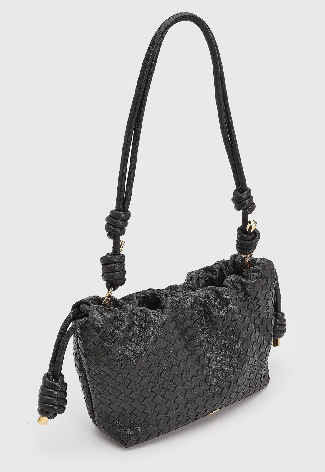 Vista 2 Bolsa Feminina Luiza Barcelos Textura Trançada Preta Luiza Barcelos preto