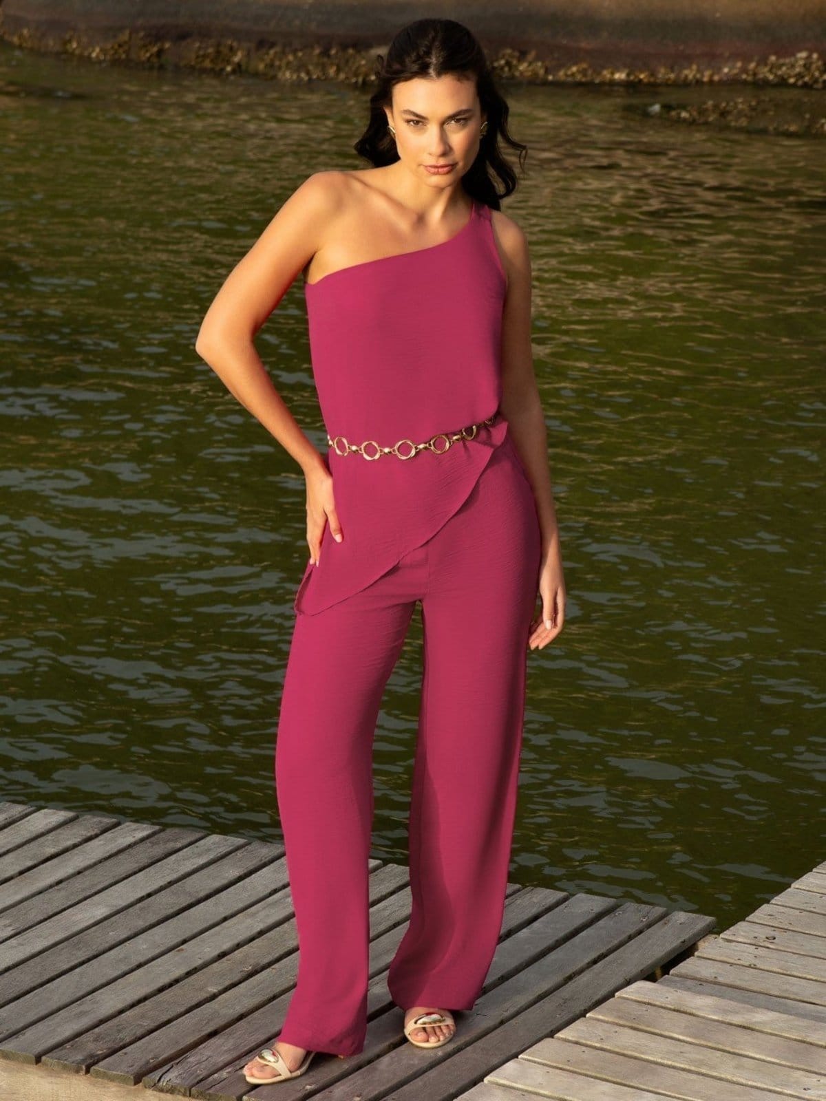 Calça Wide Leg Crepe Hanna