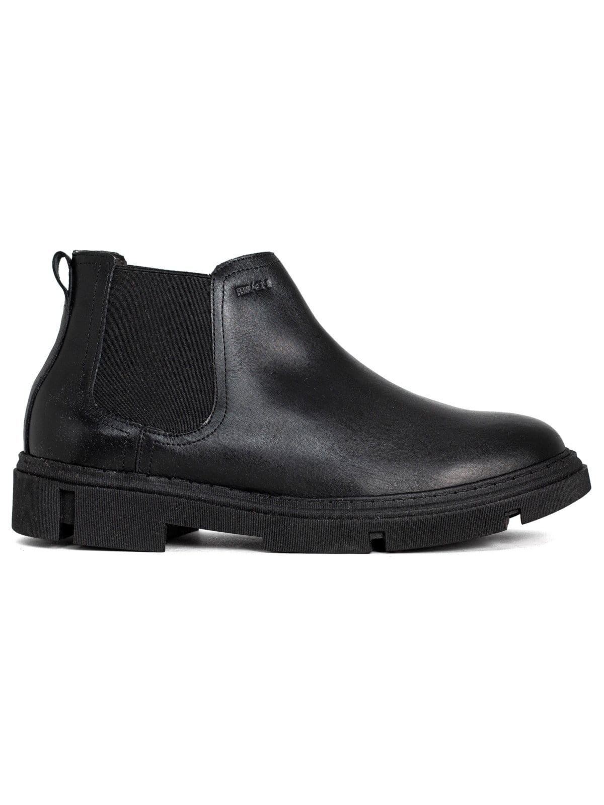 Bota Masculina Ferracini 24h Aston Couro Tratorada Confortável Elástico Preto All Black