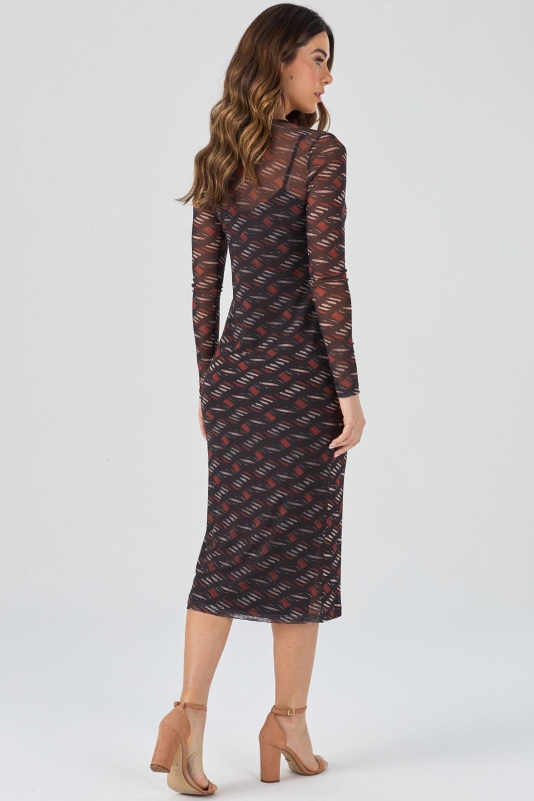 Vestido Midi PKS Tule Estampa Geométrica