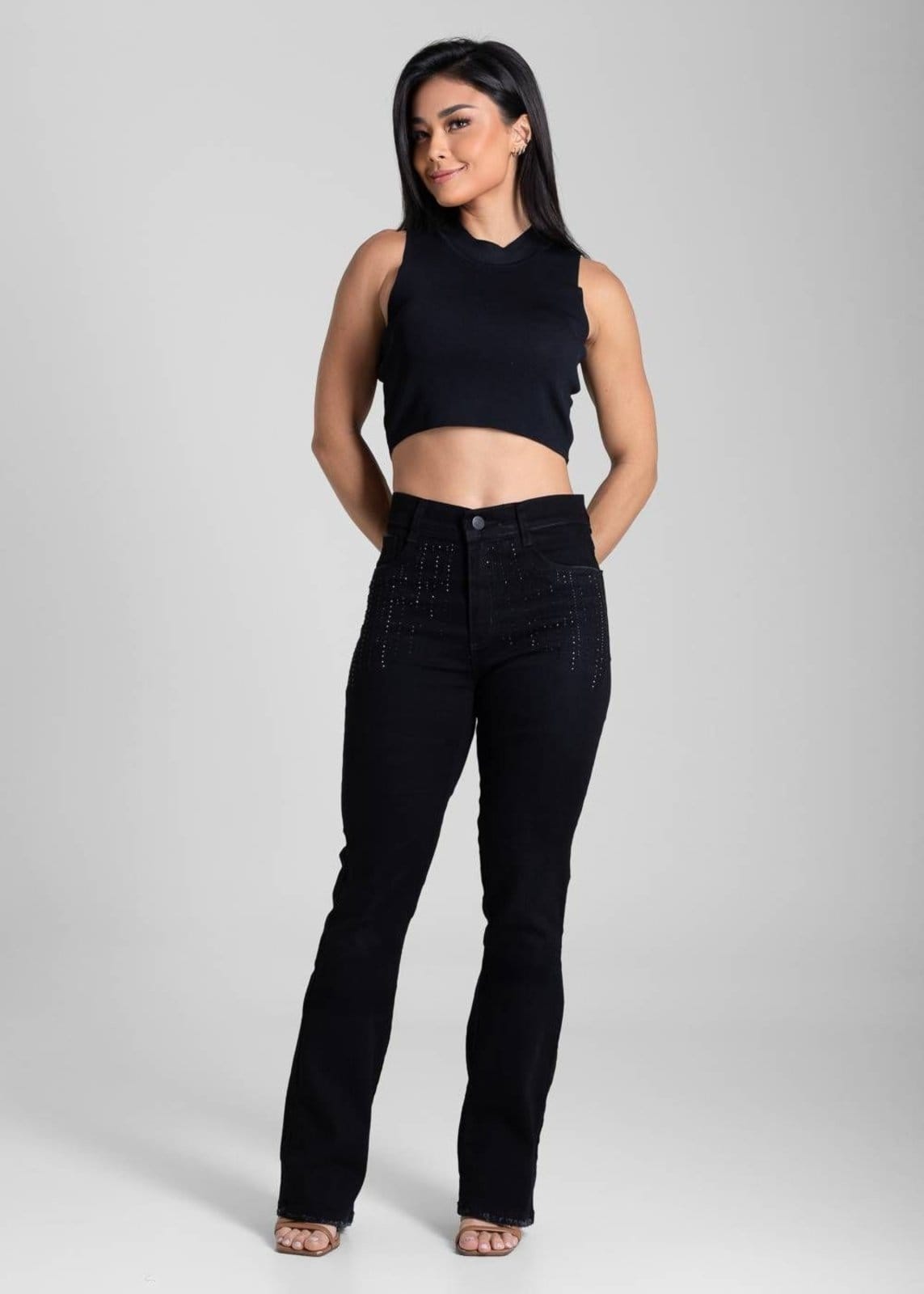 Vista 2 Calça Sarja Sawary Boot Cut - 282226 Sawary preto