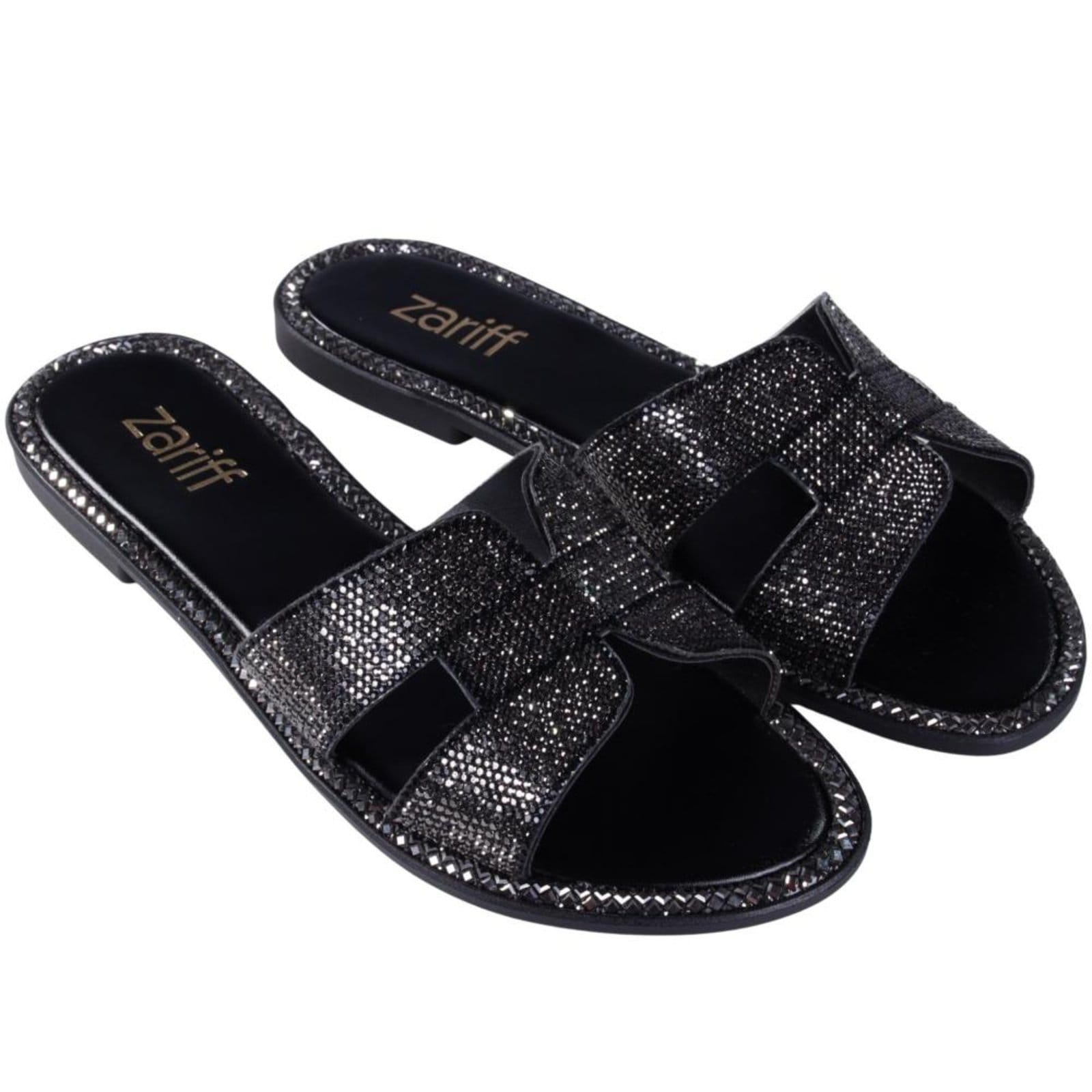 Vista 2 Tamanco Feminino Rasteiro Zariff 1618019252 Preto Zariff incolor