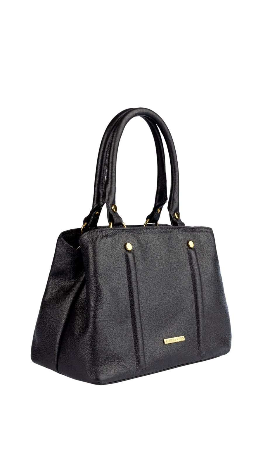 Vista 2 Bolsa de couro liso pequena Melina Andrea Vinci preto