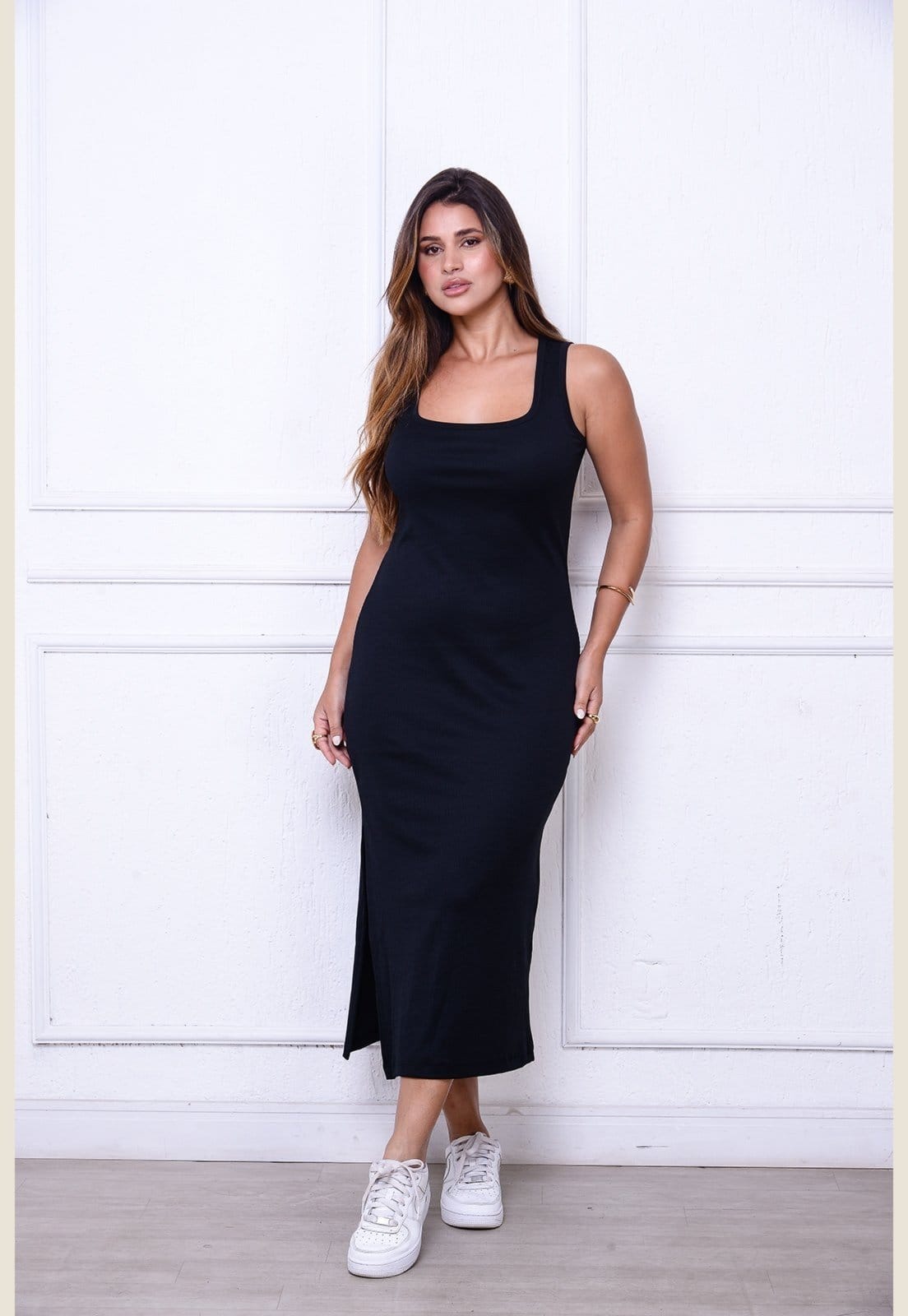 Vestido Joice BBonnie - Midi Canelado em Ribana