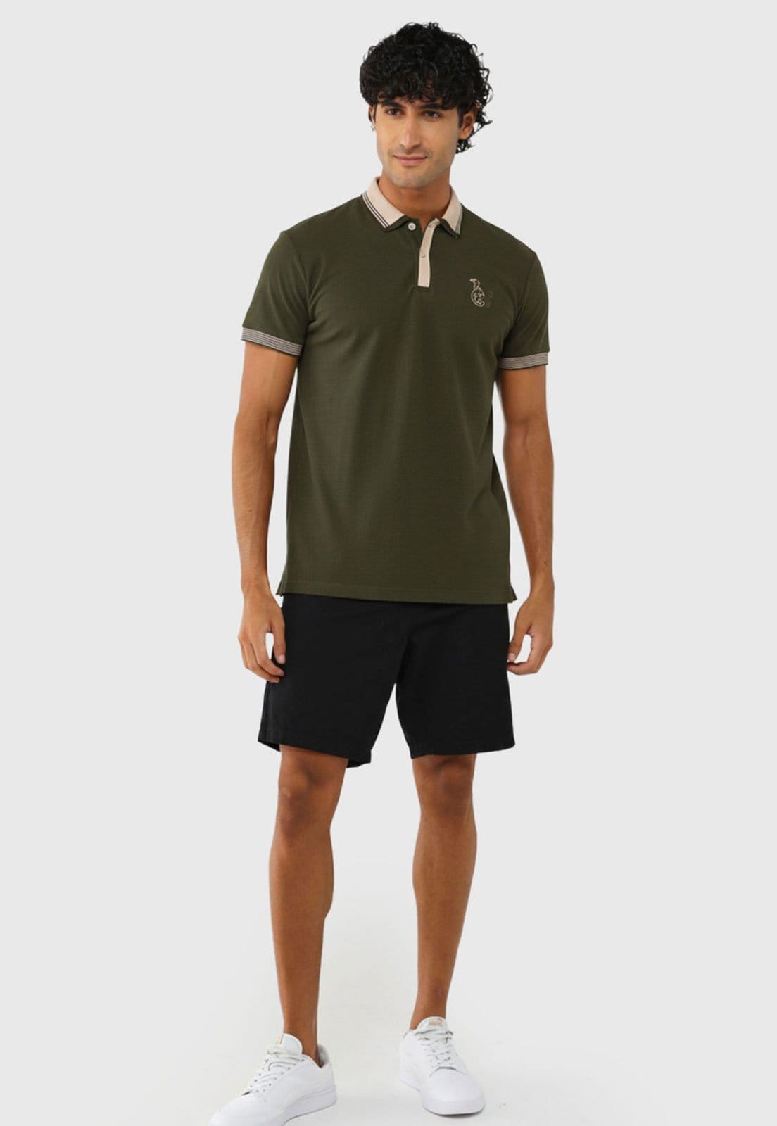 Vista 2 Polo Masculina Colcci Gola Contrastante Escuro Colcci verde