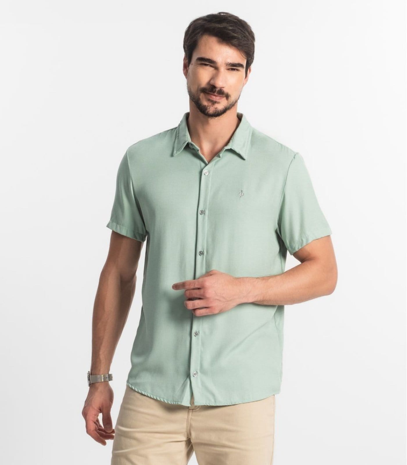 Vista principal Camisa Masculina Viscose Diametro Diametro verde