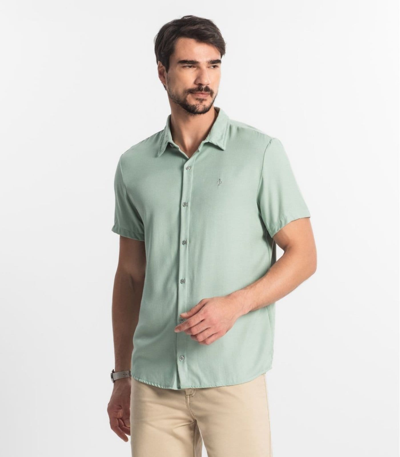 Vista 2 Camisa Masculina Viscose Diametro Diametro verde
