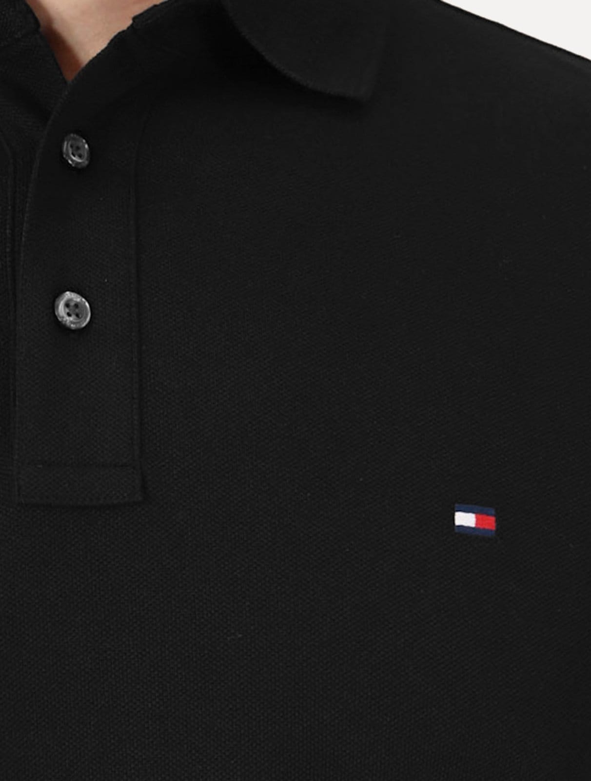 Vista 2 Polo Tommy Hilfiger Masculina Slim Piquet 1985 Preta Tommy Hilfiger preto