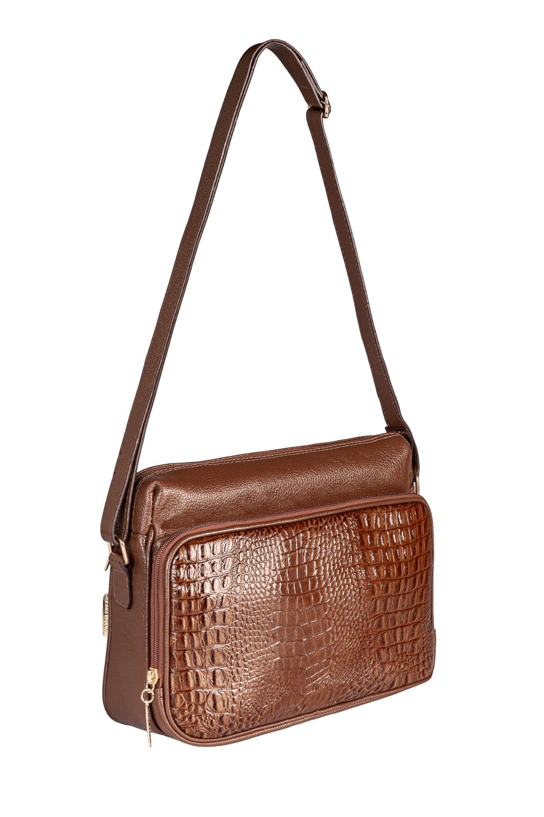 Vista 2 Bolsa de couro croco tiracolo Anita - Whisky Andrea Vinci caramelo