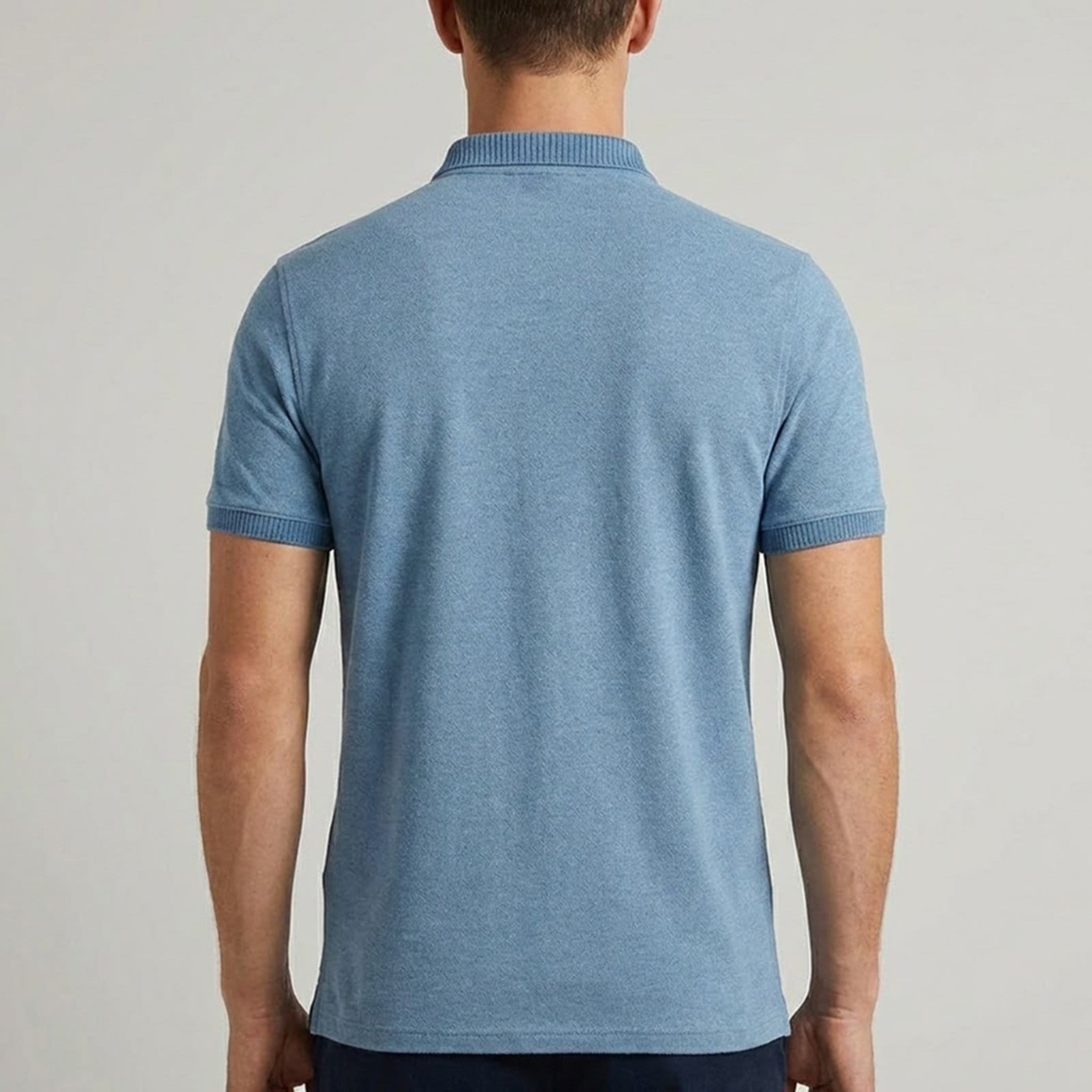 Vista 2 Camisa Polo Dudalina Mouline Gola Textur Ou26 Masculino Dudalina azul