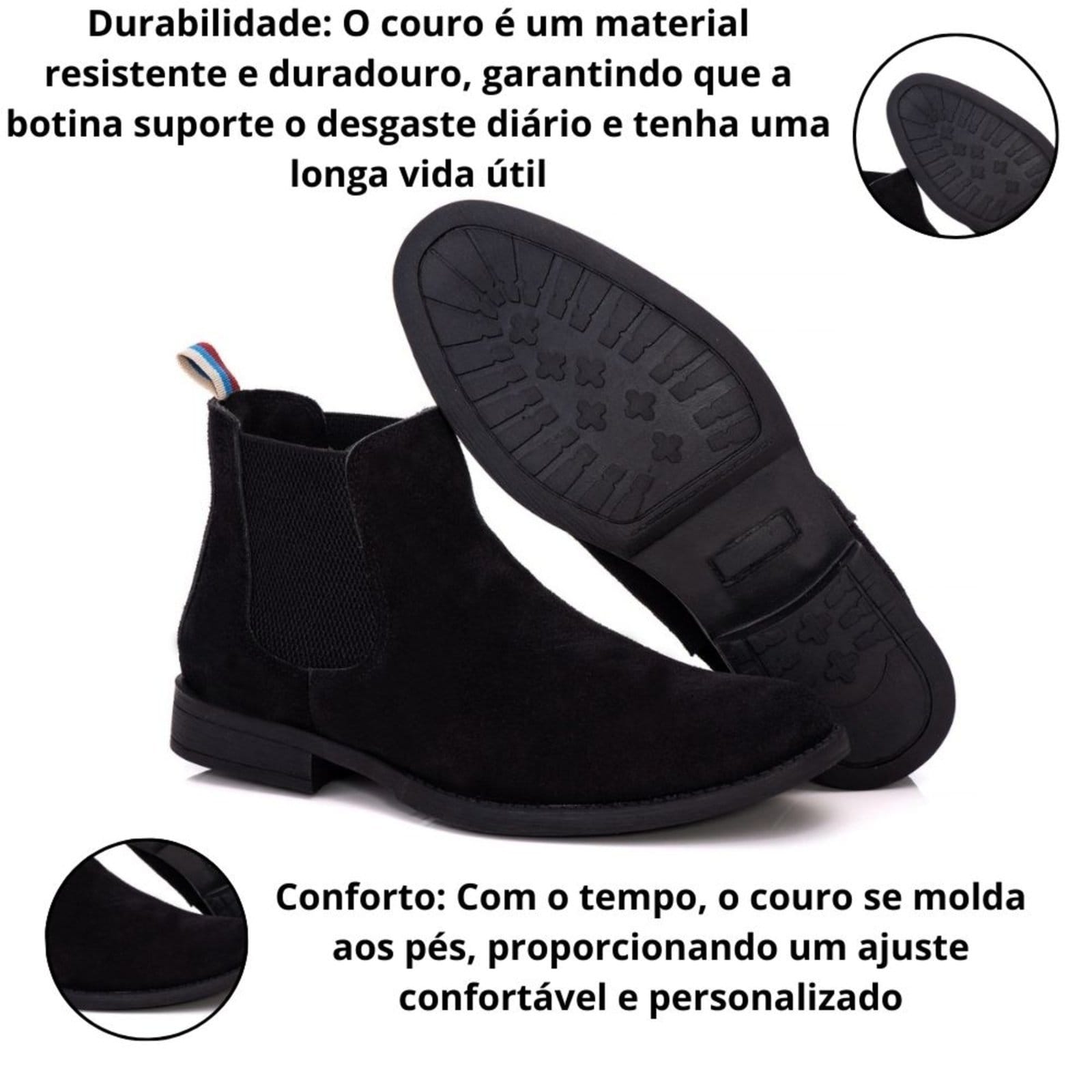 Vista 2 Bota Masculina de Couro Adventure Resistente Cano Baixo Country Yes Basic preto
