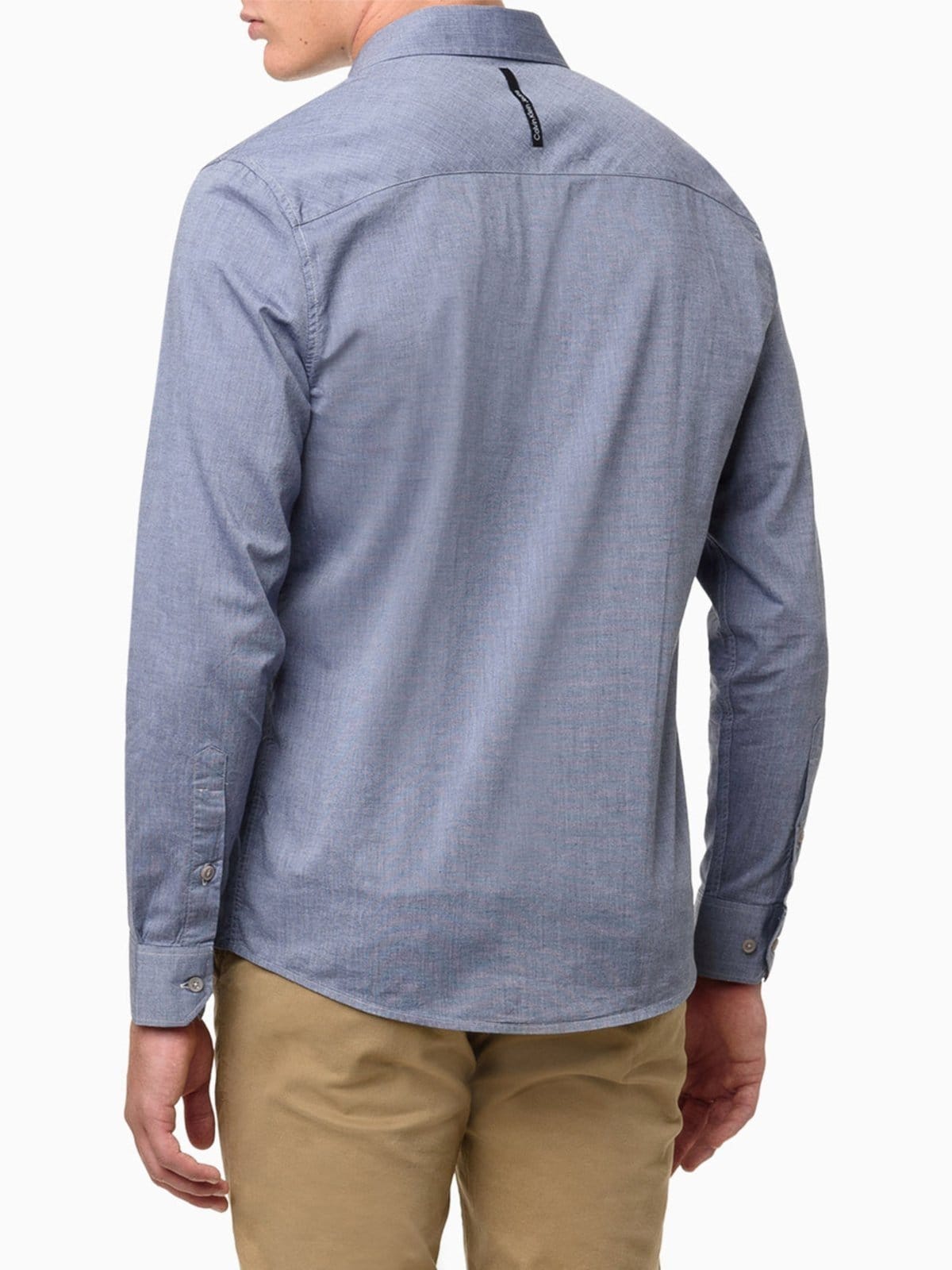 Vista 2 Camisa Manga Longa Calvin Klein Jeans Regular Fil a Fil Calvin Klein Jeans azul marinho