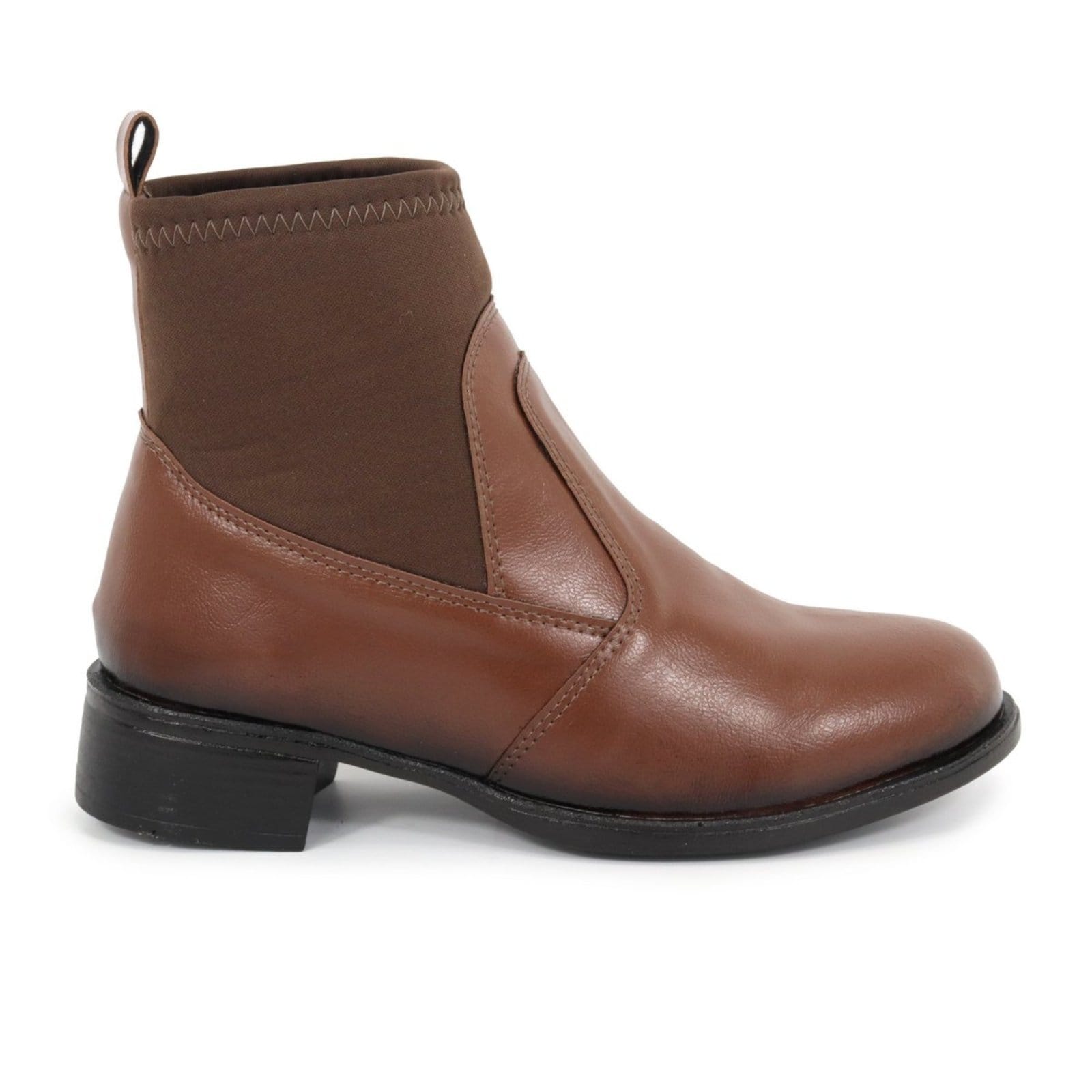 Bota Feminina Cano Curto Salto Baixo 4001 Capuccino