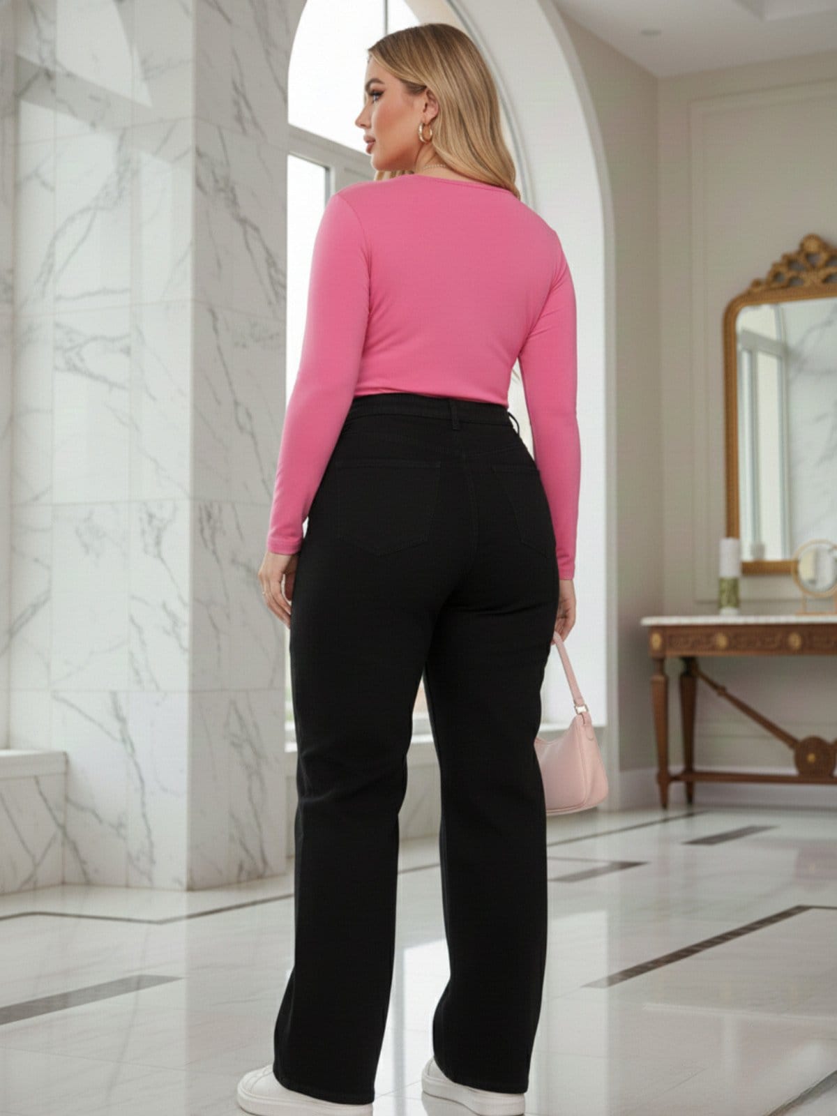 Vista 2 Calça Jeans Feminina Tex Jeans Wide Leg Sofisticada e Delicada Para Você Preta TEX JEANS preto