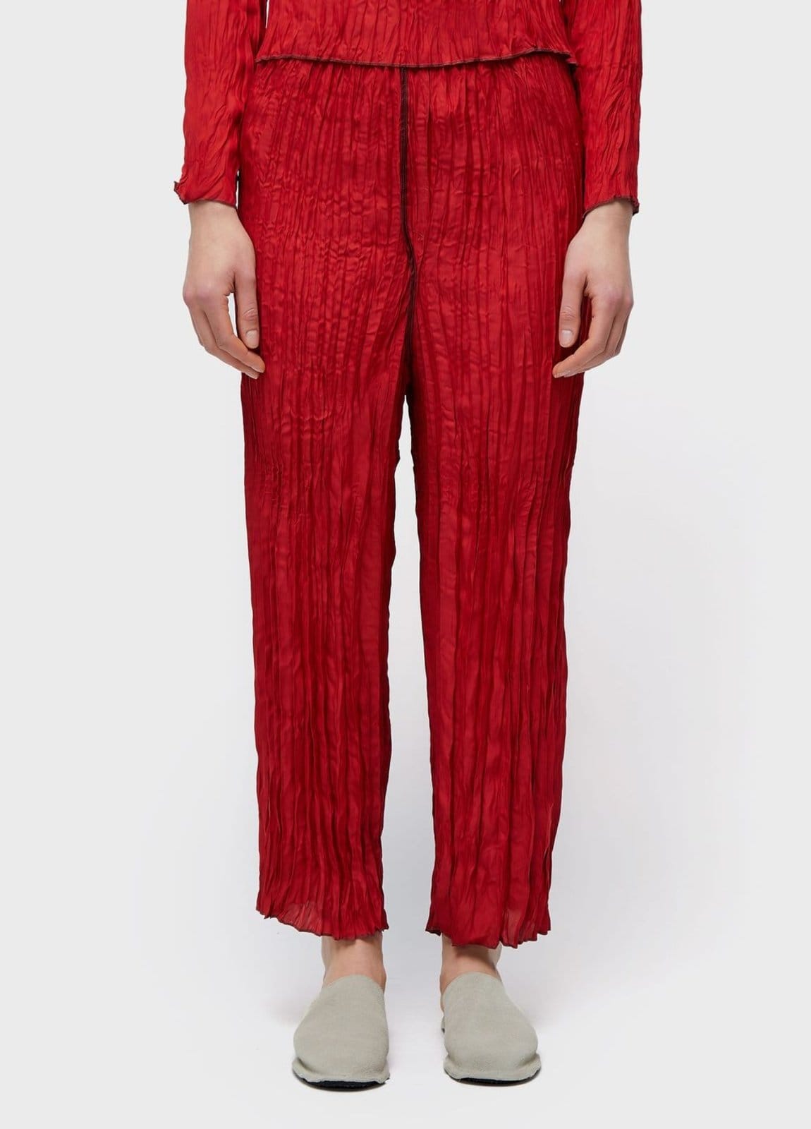 Vista 2 Calça reta wrinkled satin double face Osklen vinho