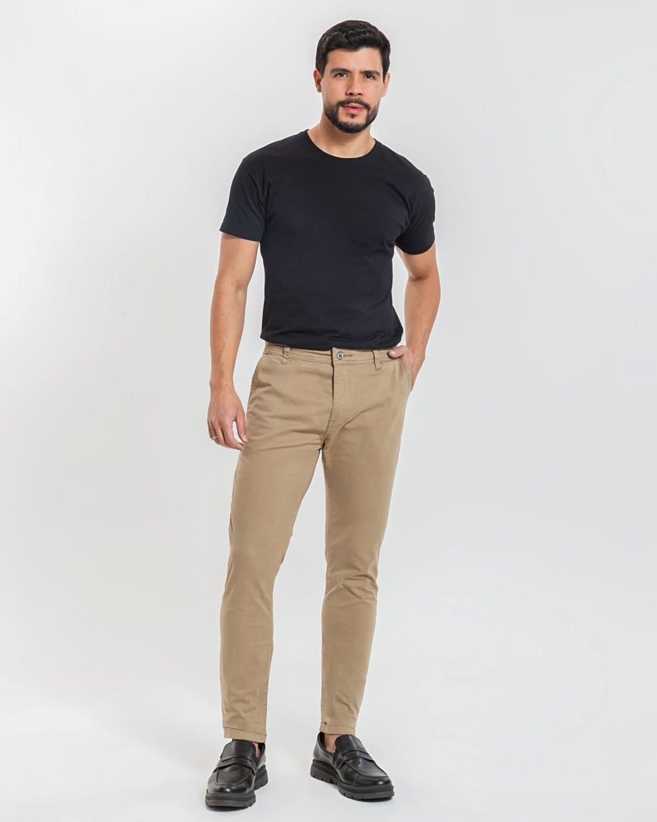Vista 2 Calça Sarja Masculina - Sport Fino - Black Jeans - Caqui Black Jeans cáqui black