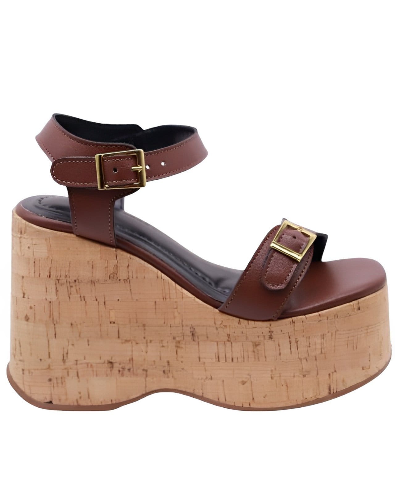 Vista 2 Sandália Feminino Anabela Flor Da Pele Cortiça Plataforma 182176 Floter Cacau Flor da Pele marrom