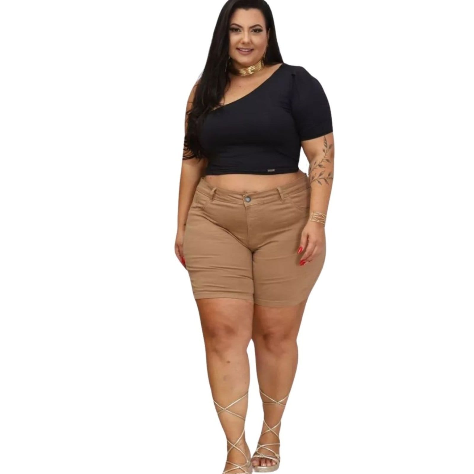 Bermuda Moda Plus Size Meia Coxa Leticia