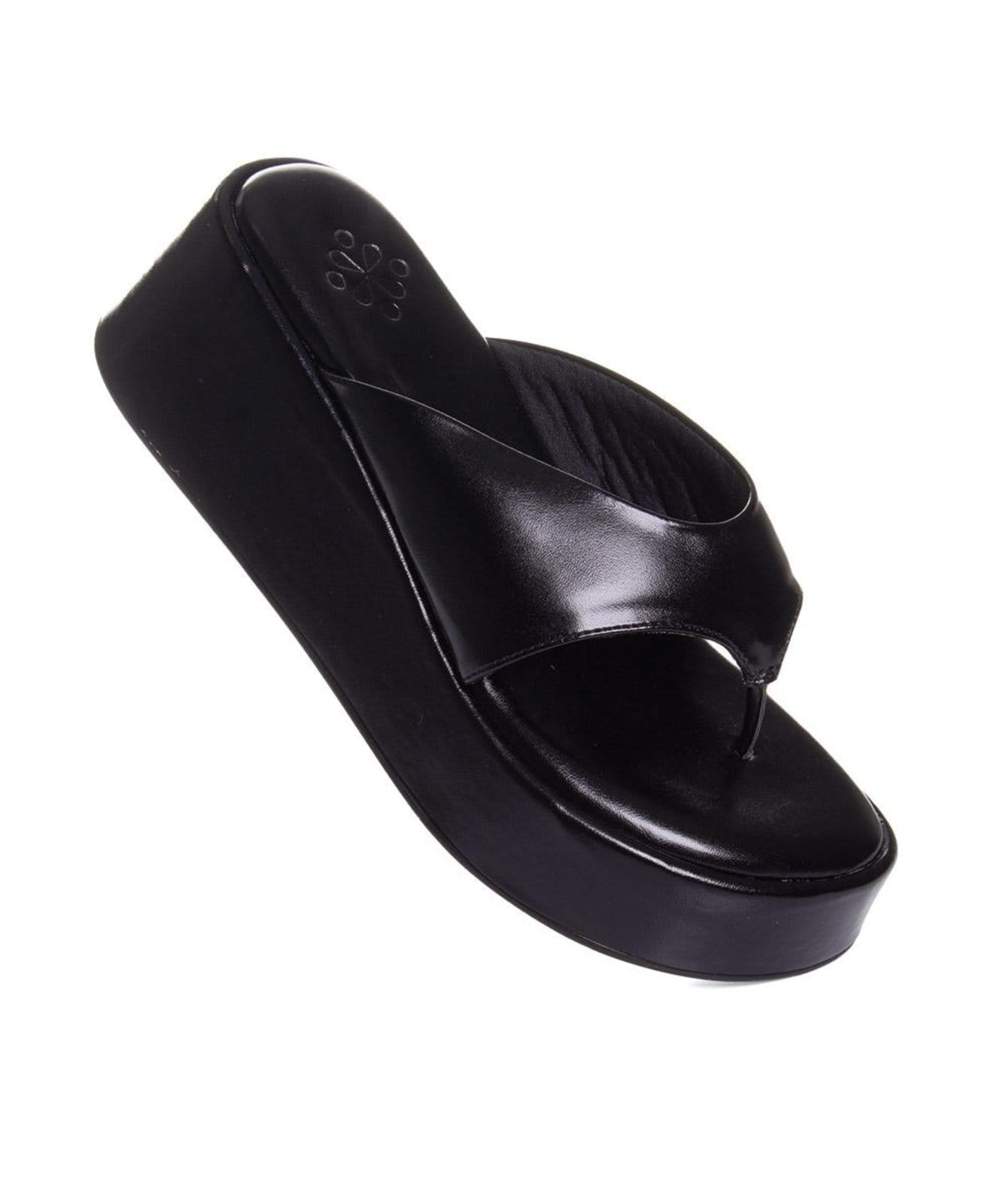 Vista 2 Tamanco Anabela Pixolé Salto Médio Preto Pixolé incolor