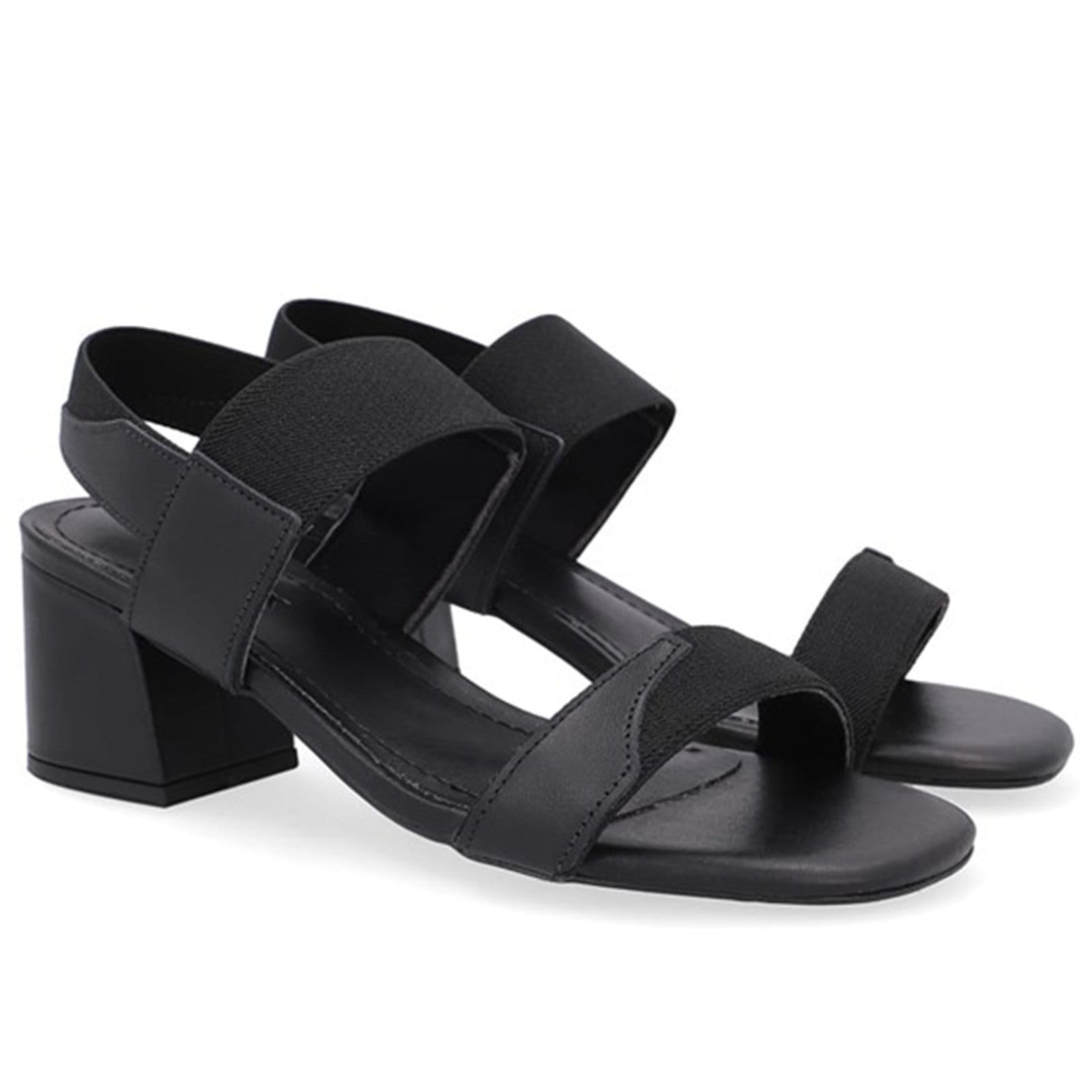 Vista 2 Sandália Couro Bico Quadrado Tira Elástico Usaflex 001 Usaflex preto