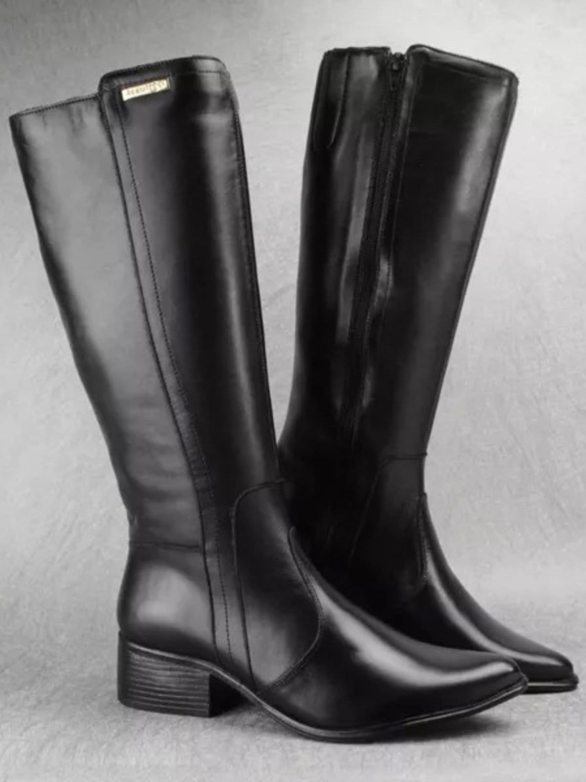 Vista 2 Bota Montaria Feminina Wit Shoes Couro Legítimo Preta Wit Shoes preto wit