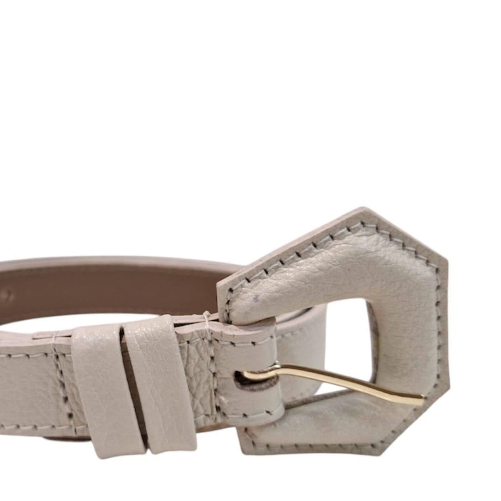 Vista 2 Cinto Fino Feminino em Couro Fivela Encapada Off White 025 Mariart off-white white
