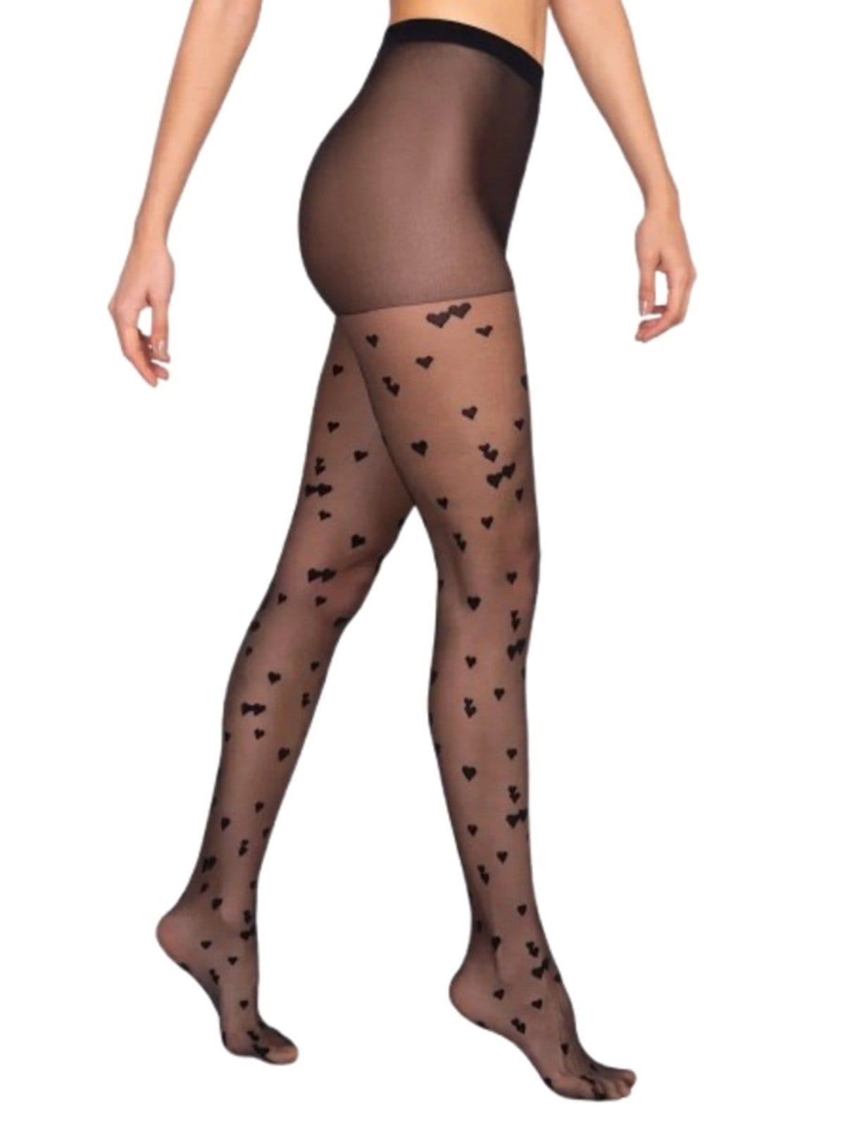 Vista 2 Meia Calça Fio 15 Corações Loba Lupo preto