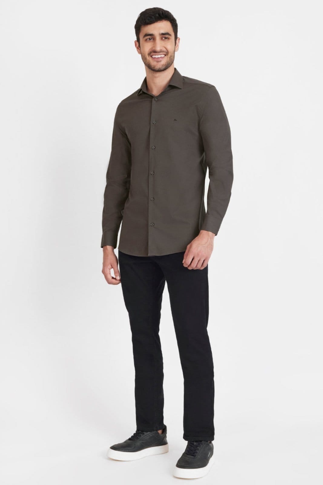 Vista 2 Camisa Slim Social Com Elastano Chumbo Aramis incolor