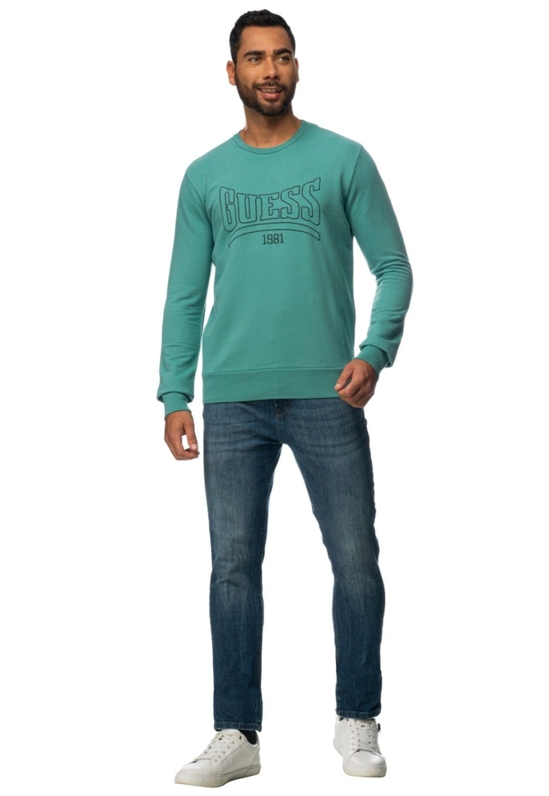 Vista 2 Blusa de Moletom Bordado Guess 1981 Claro Guess verde