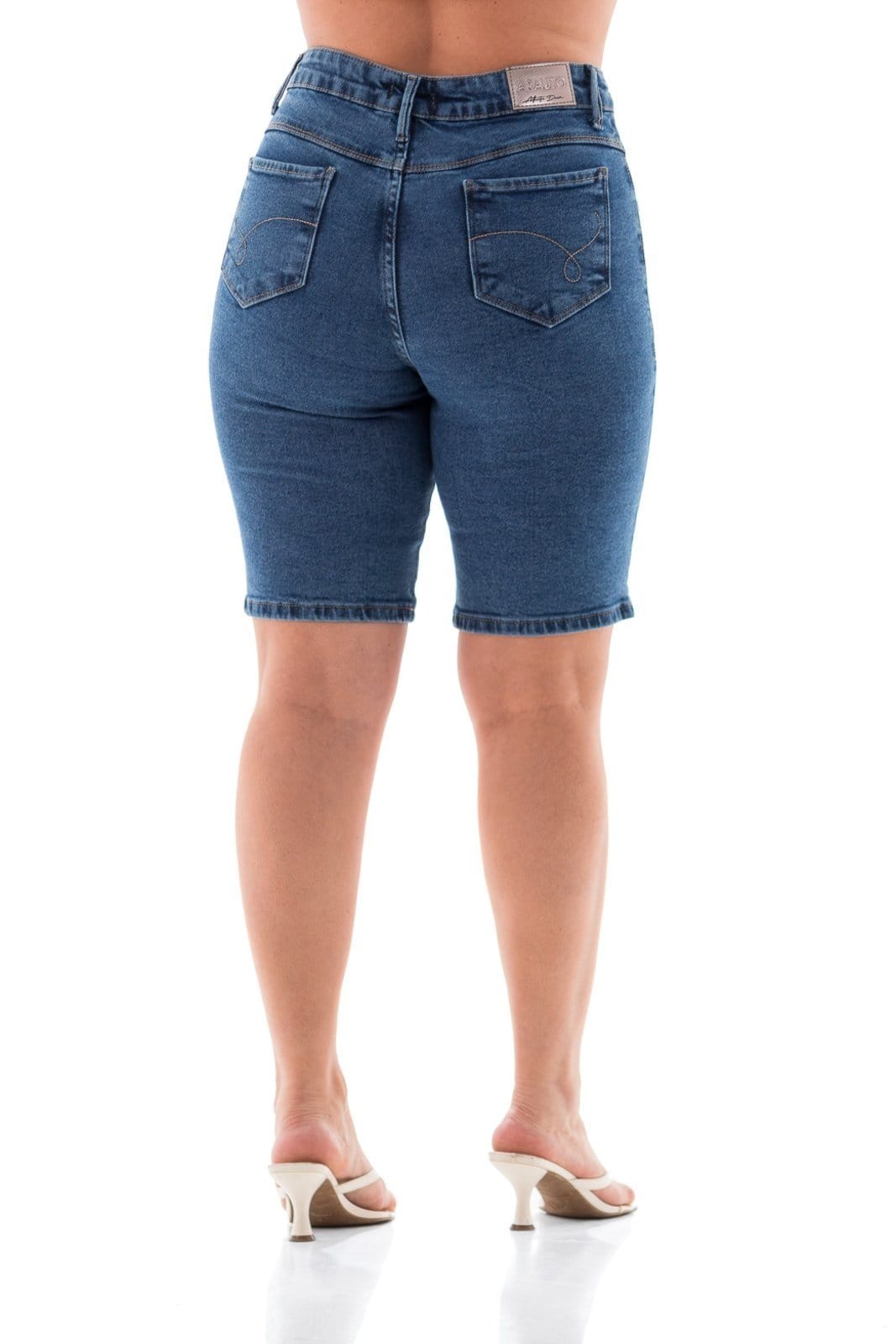 Vista 2 Ciclista Feminina Arauto Slim Com Bordado ARAUTO JEANS azul/jeans