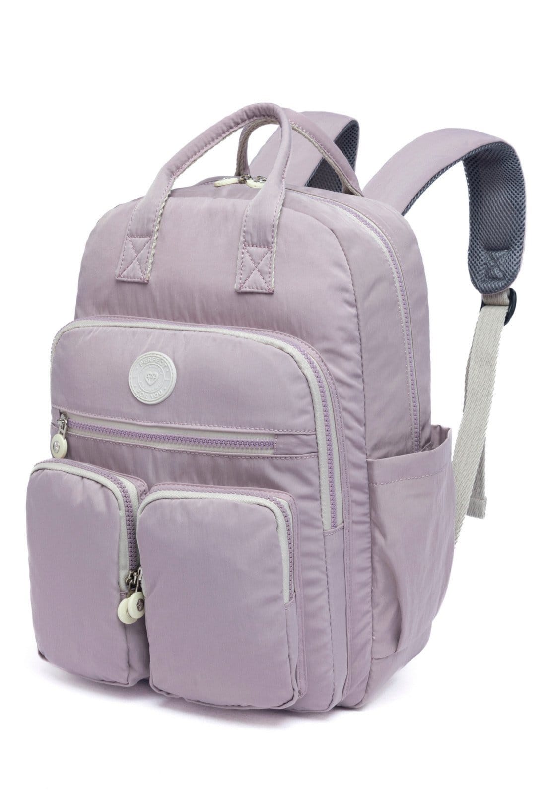 Vista 2 Mochila Bolsa Reforçada Escolar Espaçosa Feminina Perfect For You lilás