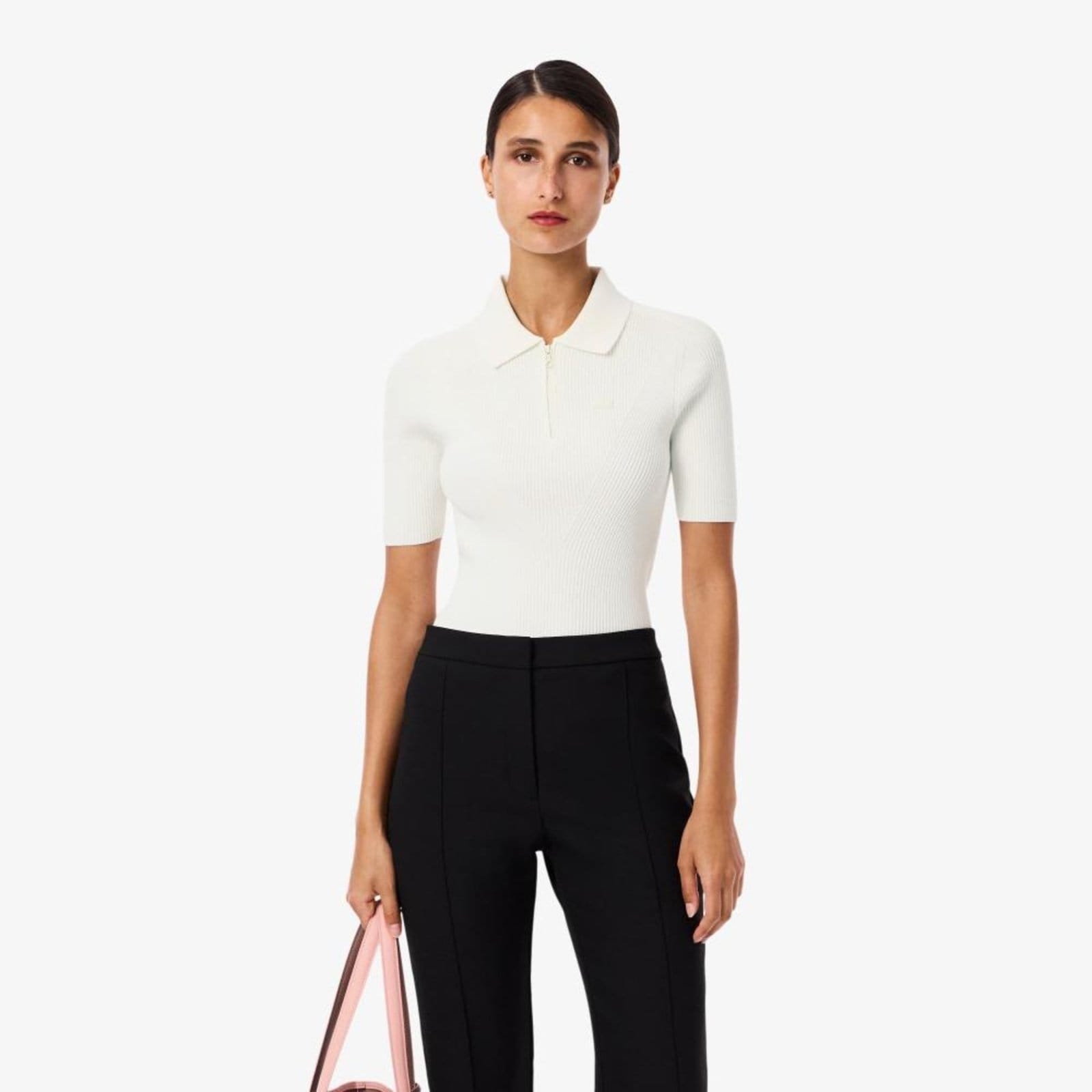 Vista principal Polo em Tricô Canelado 3D Lacoste branco