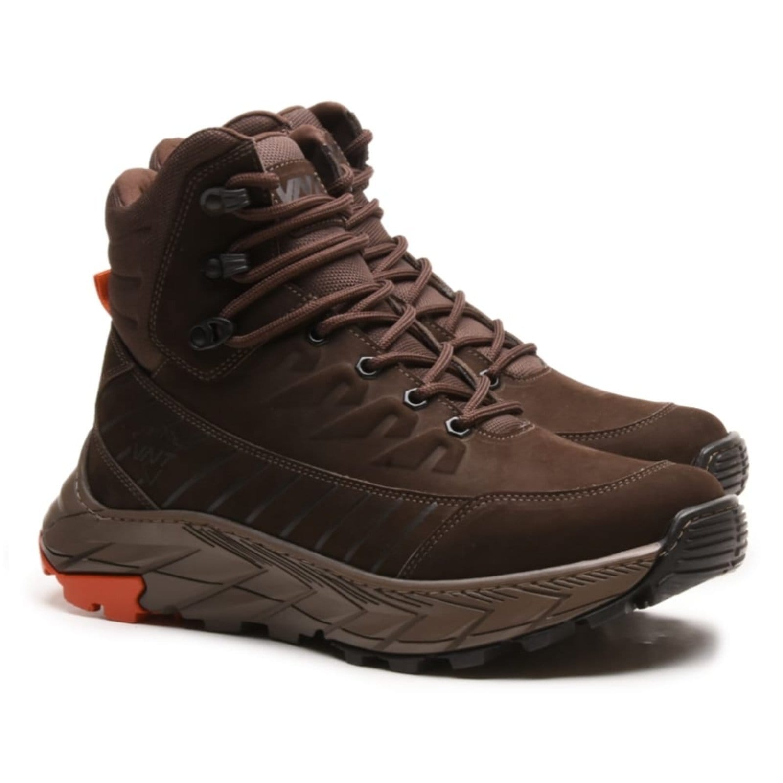 Vista 2 Coturno Adventure Masculino De Couro Sola Borracha Confortável Alta Qualidade CARMELO SHOES marrom