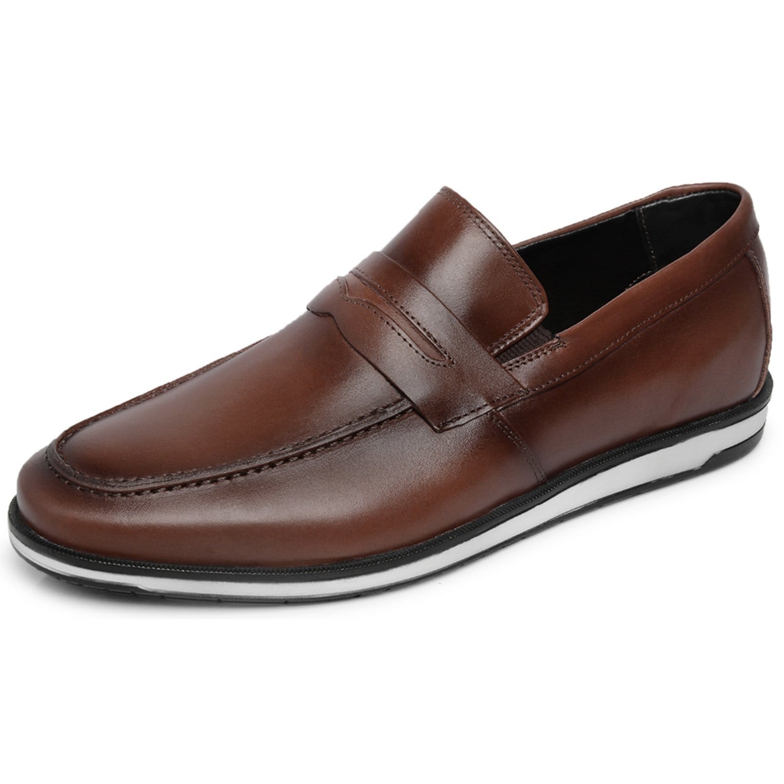Sapato Social Bico Redondo Masculino Brogue Em Couro Café 16004