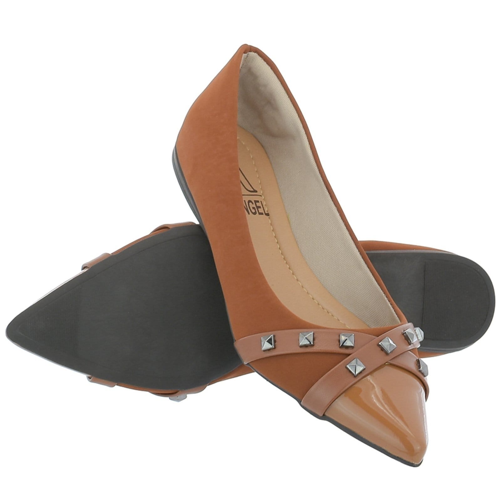 Sapatilha Bico Fino Feminina Com tachas Confortável Via Angel 16.04