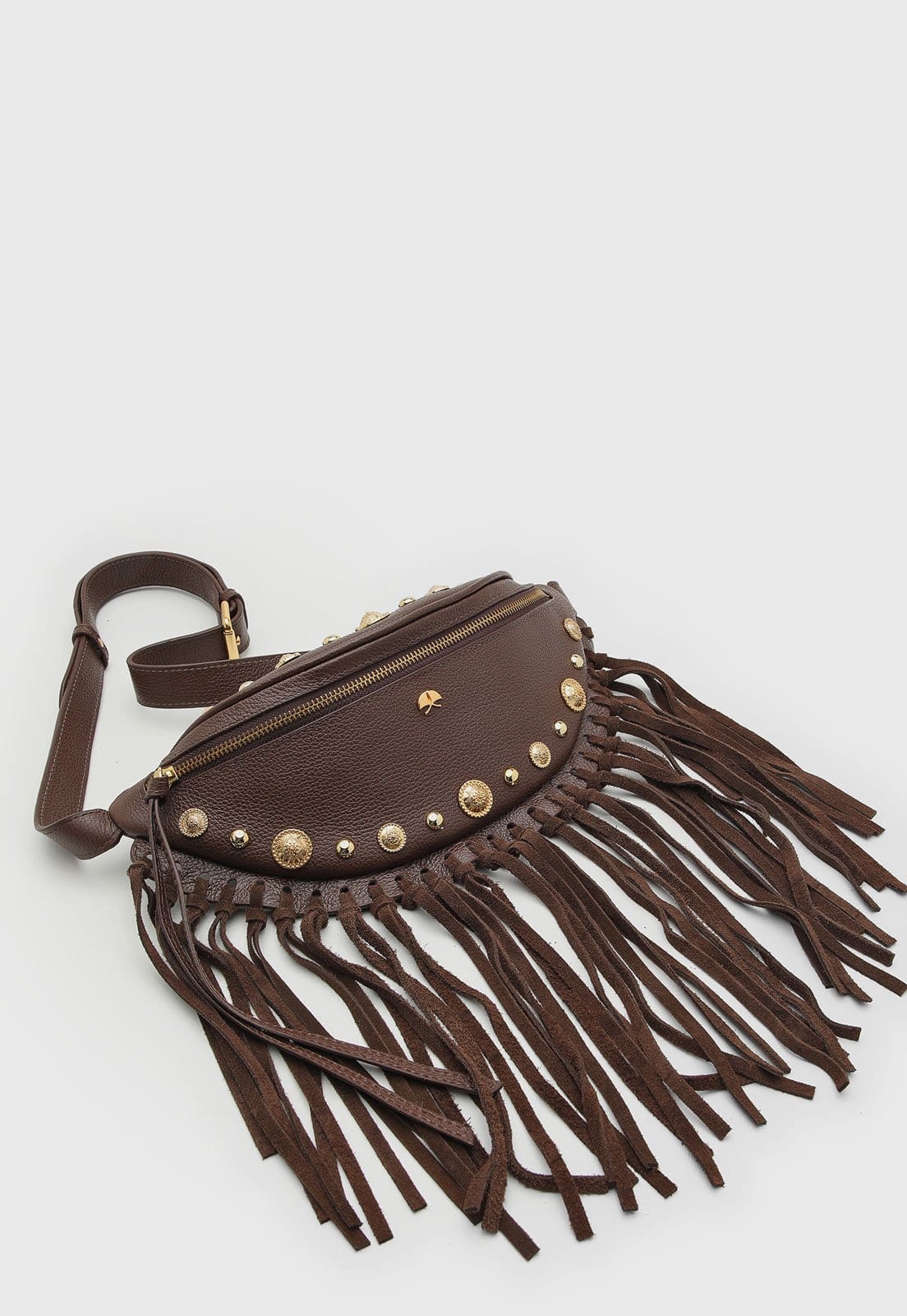 Vista 2 Bolsa Feminina Luiza Barcelos Franjas Luiza Barcelos marrom