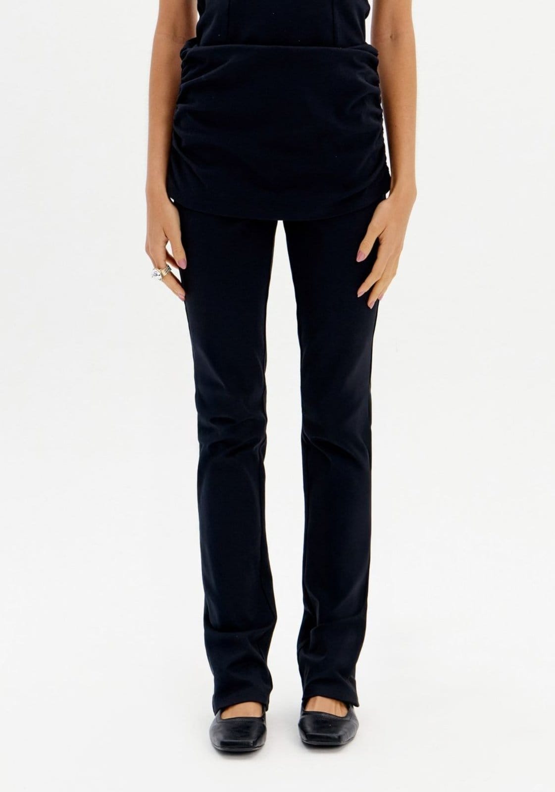 Vista 2 Calça Boot Cut Com Sobreposição My Favorite Things preto