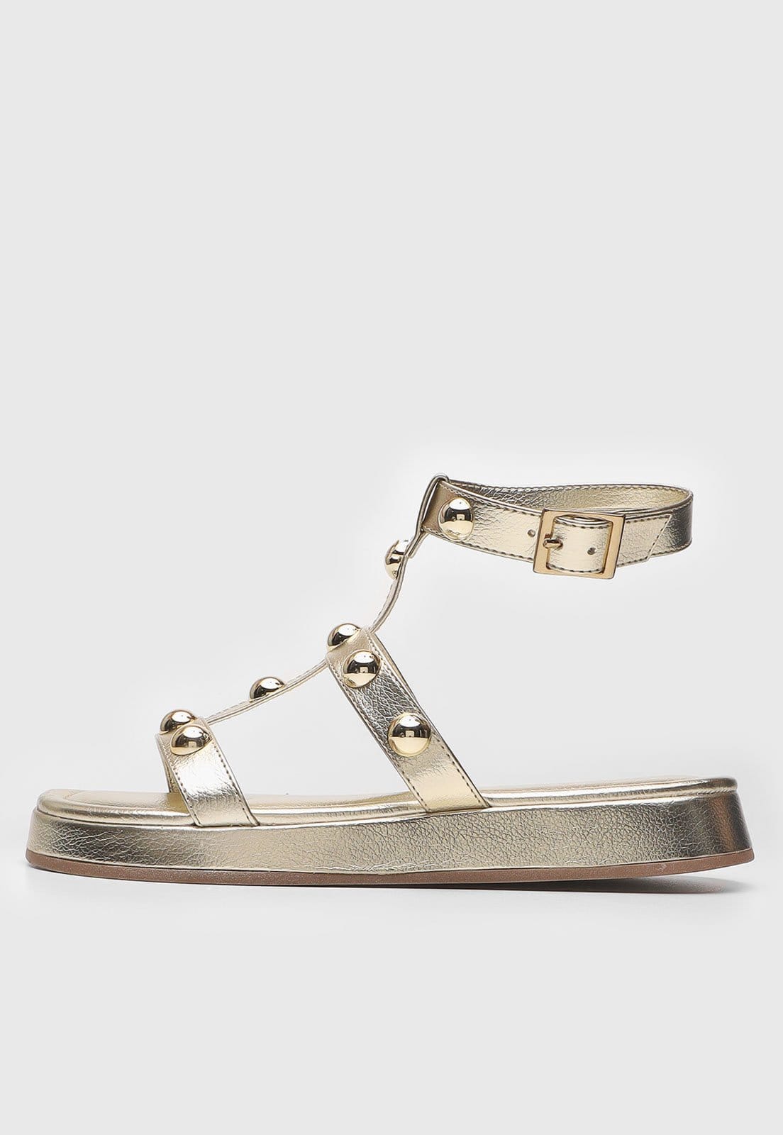 Rasteira Papete Via Uno Metalizado Dourada