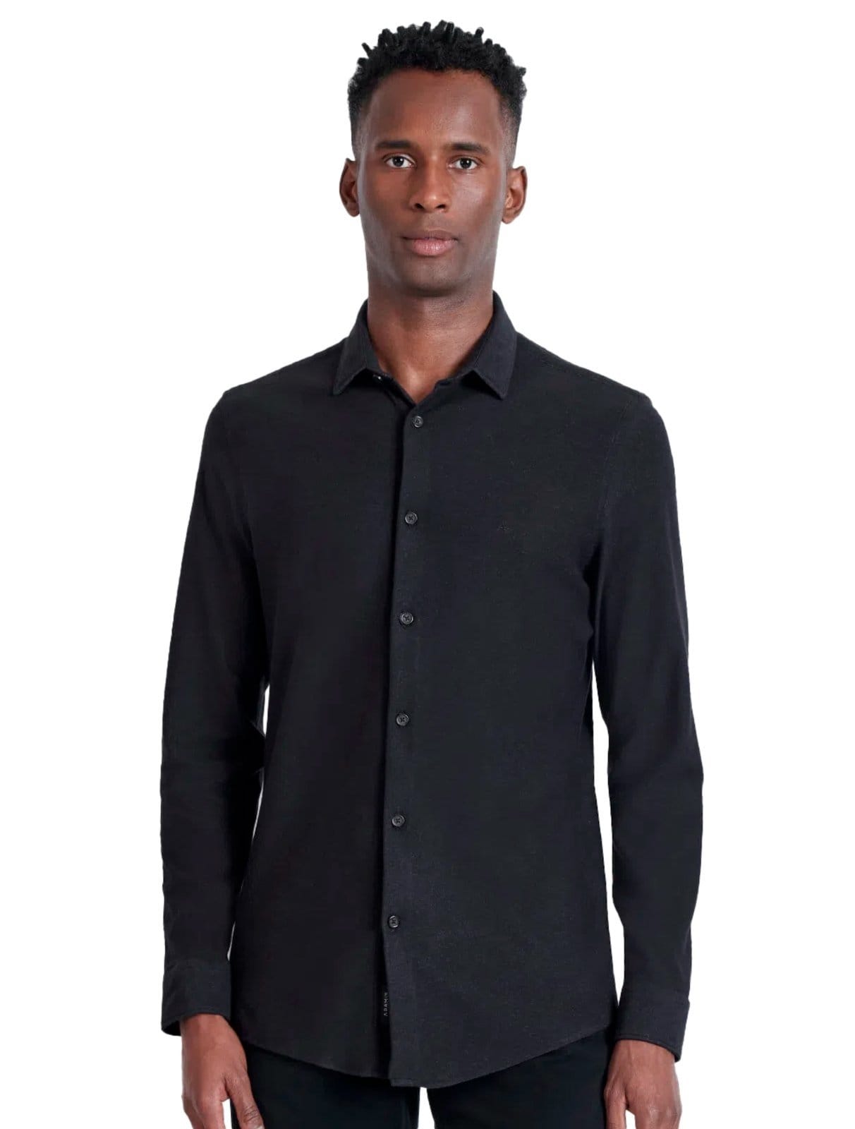 Camisa Aramis Masculina Manga Longa Slim Malha Dupla Preta