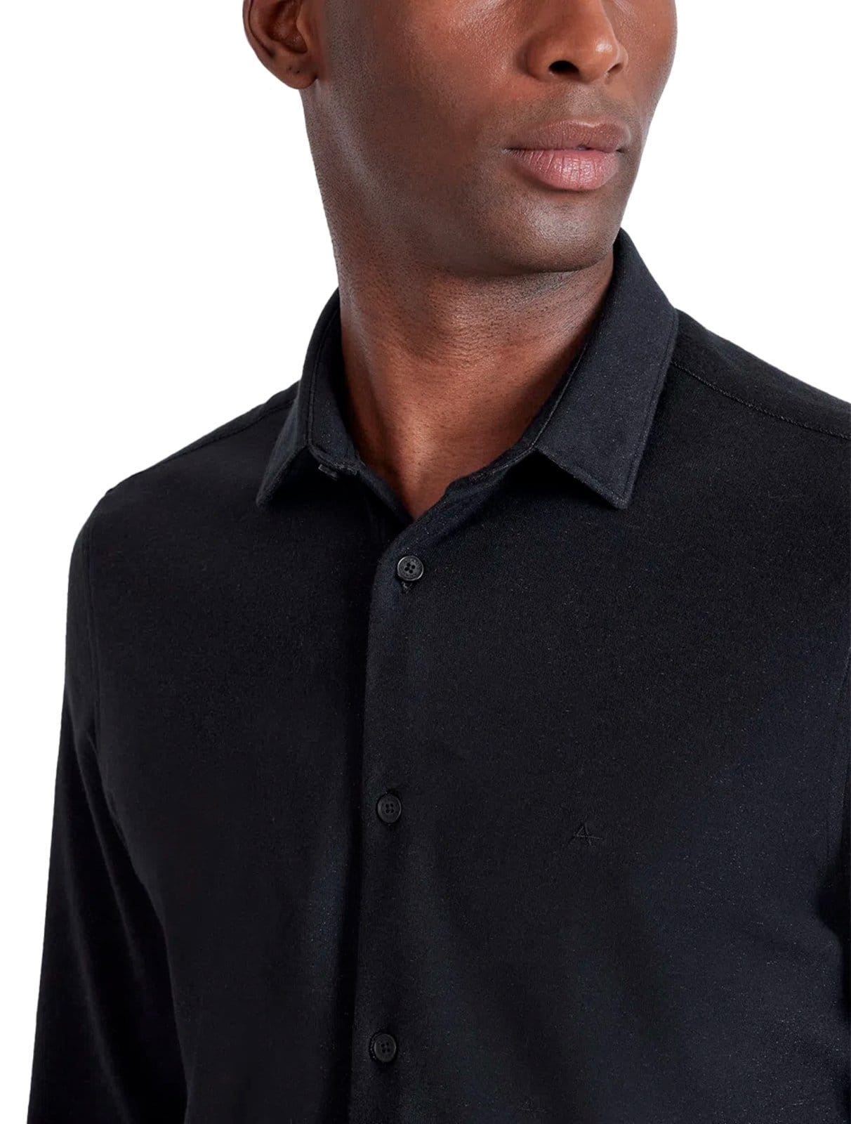 Vista 2 Camisa Aramis Masculina Manga Longa Slim Malha Dupla Preta Aramis preto