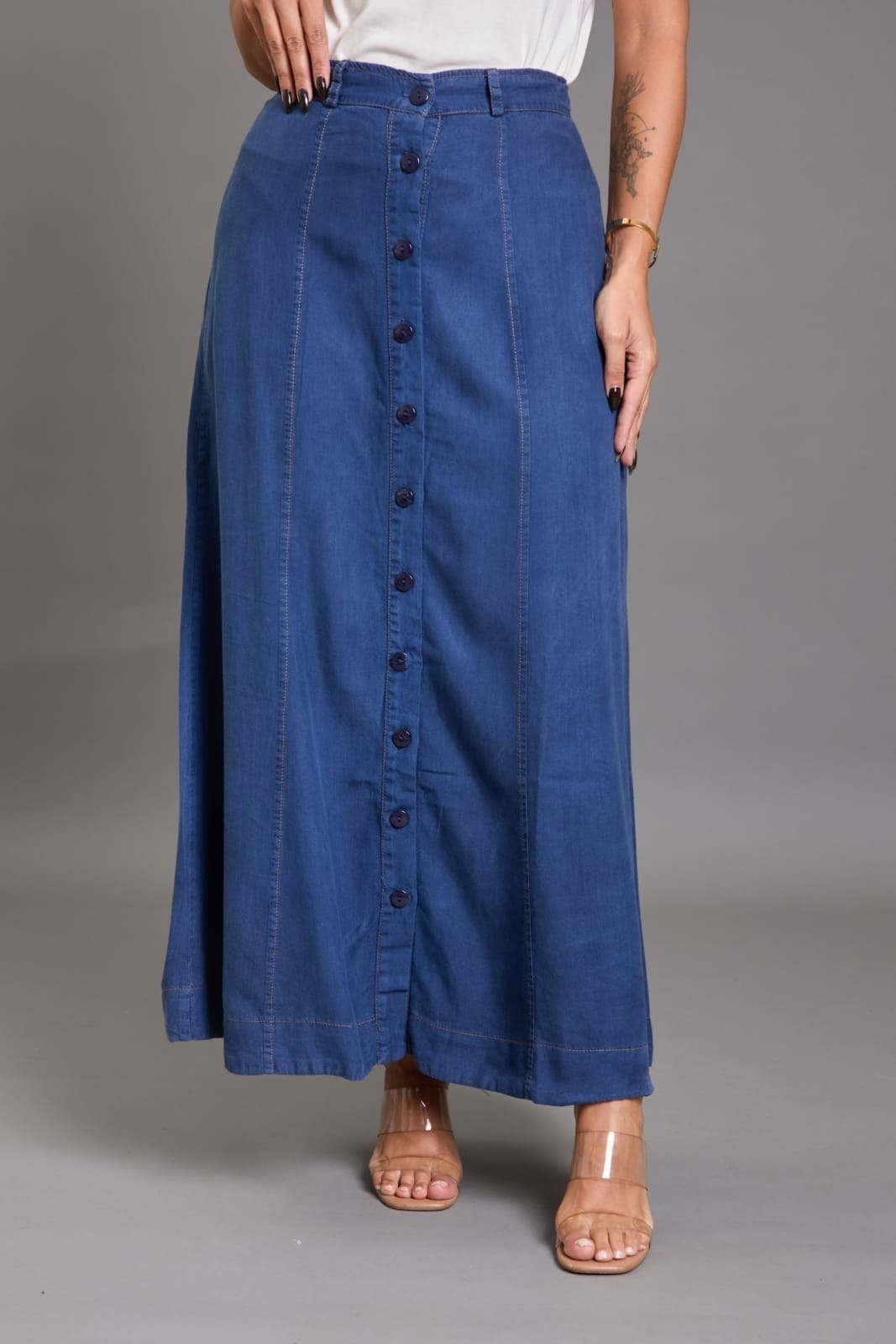 Saia Liocel Com Botões Frontais Feminino Lemier Collection