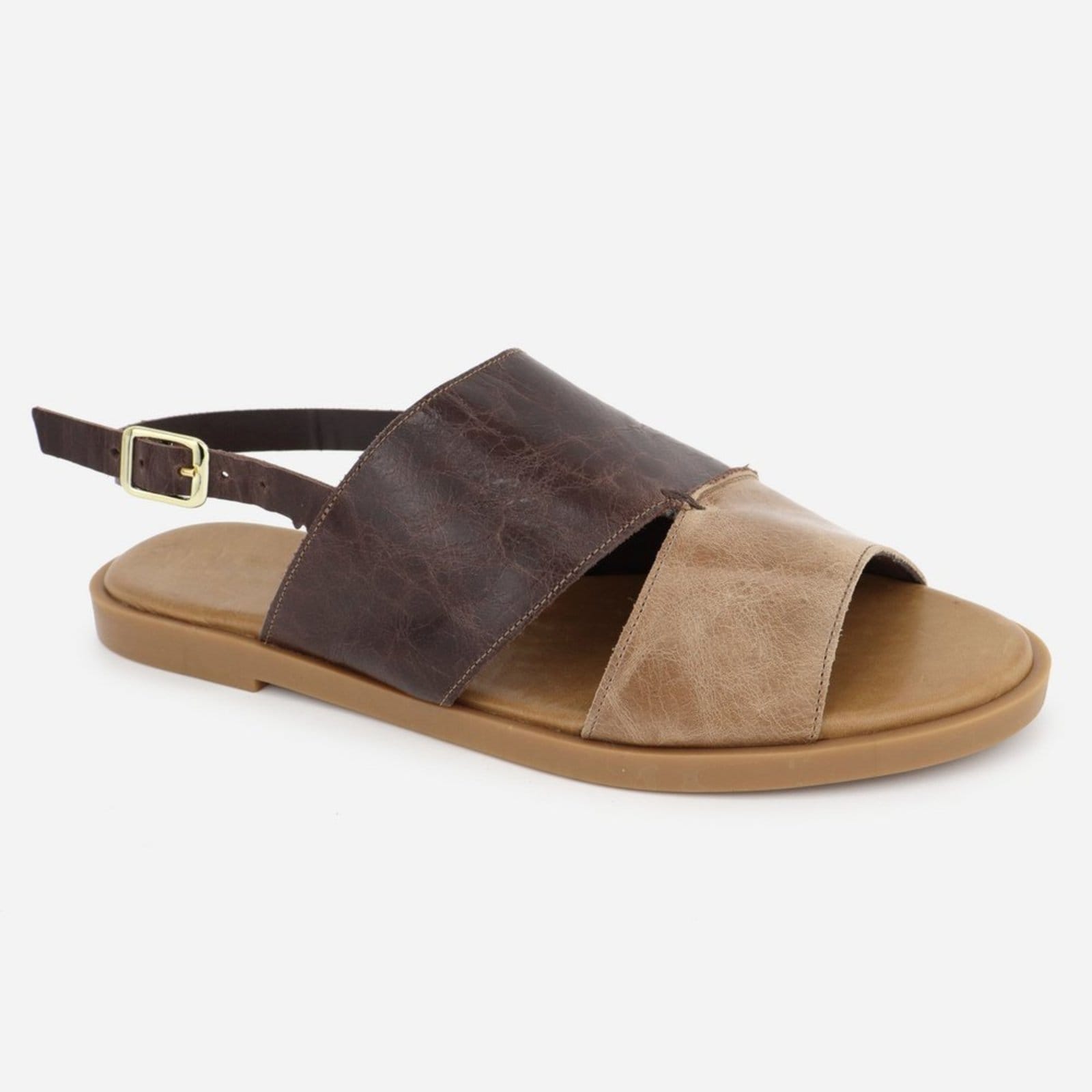 Rasteira Couro Maria Paula Tiras Largas Confort