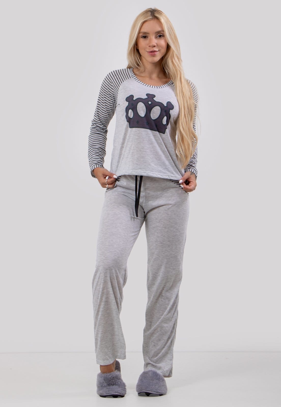 Pijama Diluxo Longo Mescla e