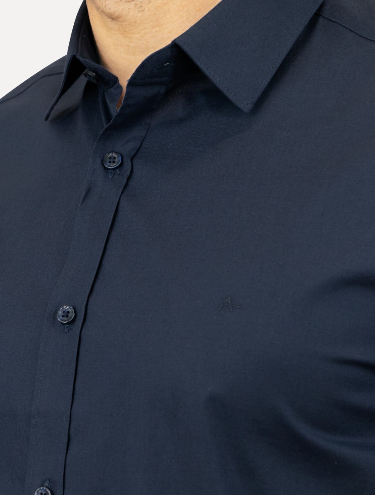 Vista 2 Camisa Aramis Masculina Manga Curta Regular Tricoline Stretch Marinho Aramis azul marinho