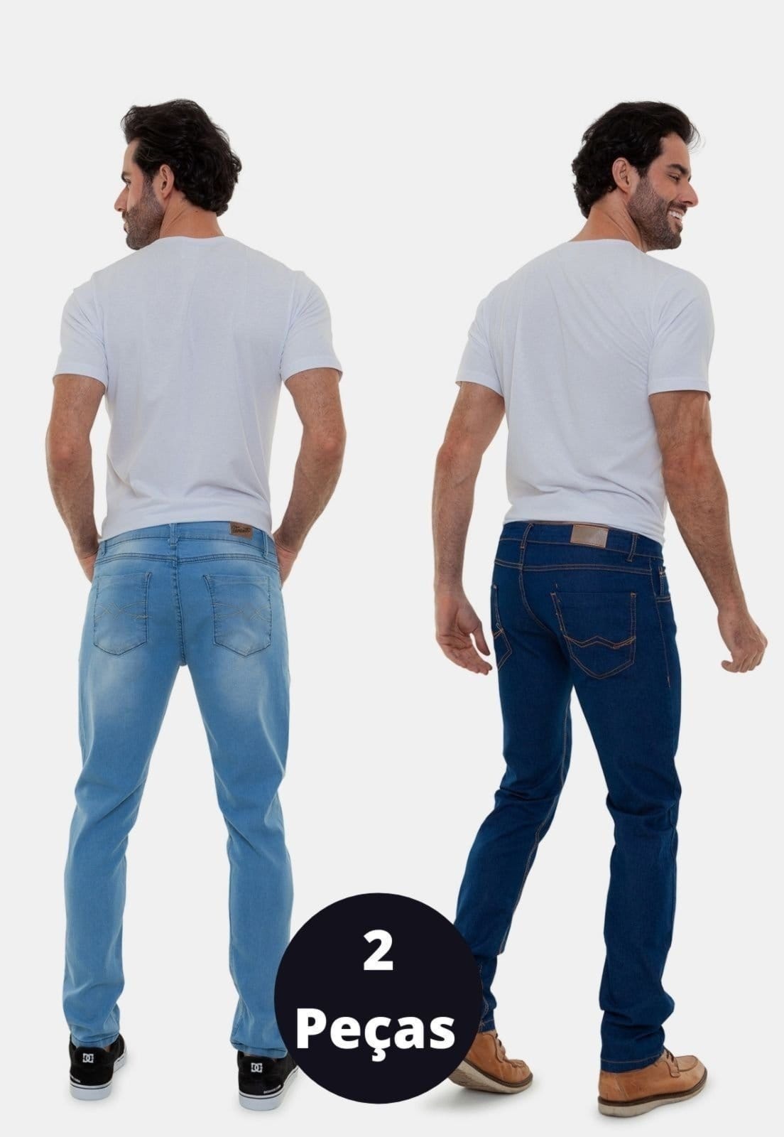 Vista 2 Kit 2 Calças Jeans Slim Versatti Veneza Versatti Jeans azul