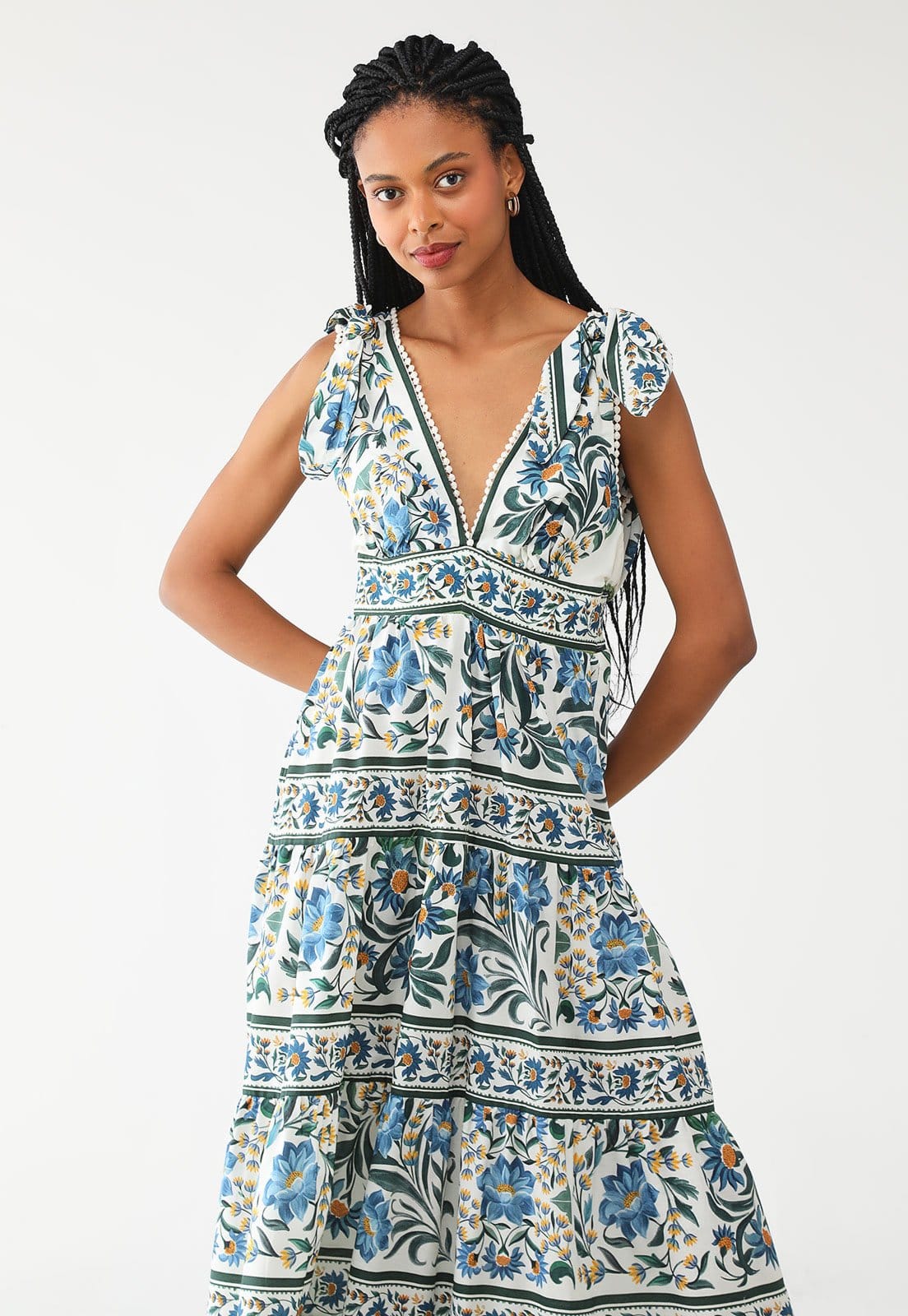 Vista 2 Vestido FARM Longo Marias Manoela Off-White FARM off-white white