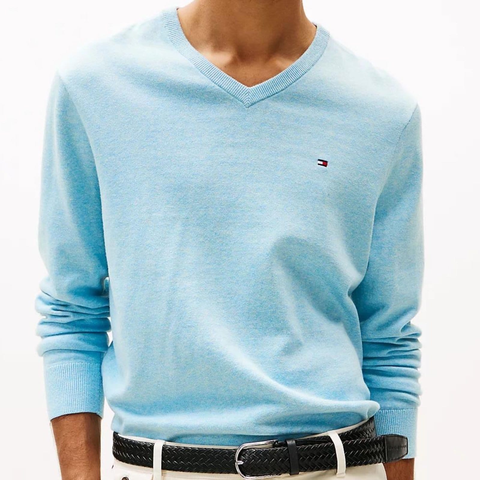 Suéter Tricot Tommy Hilfiger Signature Gola V Claro - 2